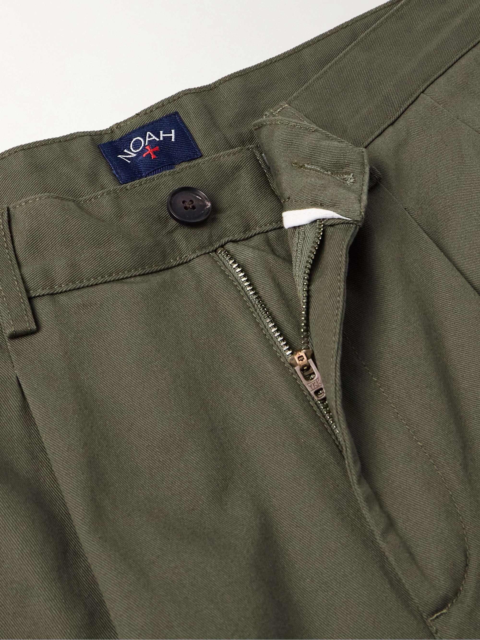 Straight-Leg Pleated Cotton-Twill Trousers view