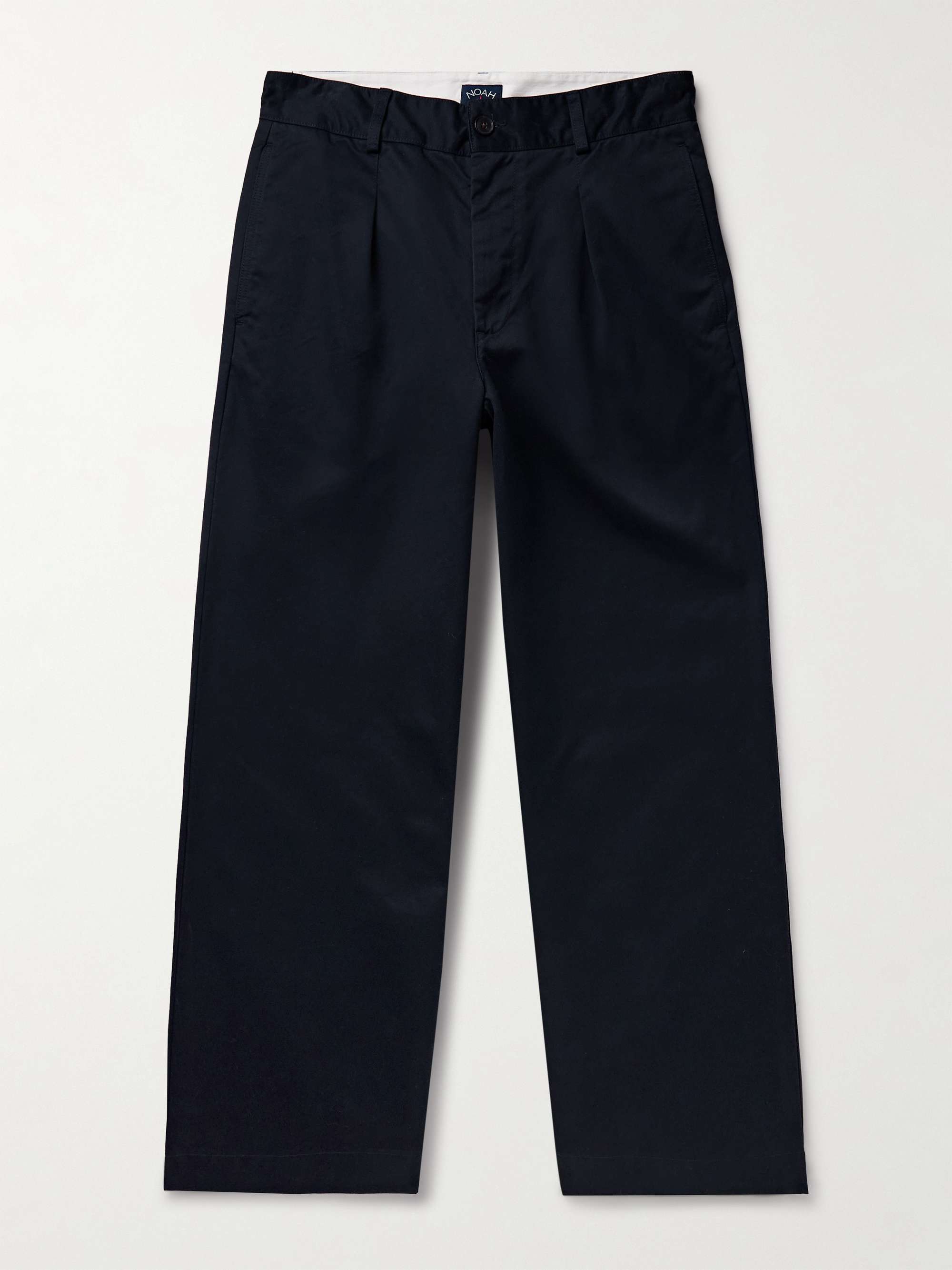 Wide-Leg Pleated Cotton-Twill Trousers view