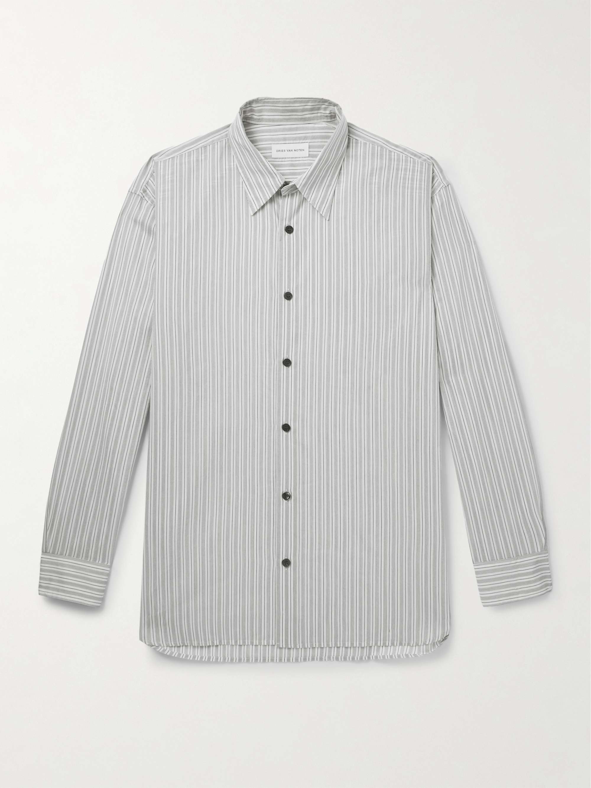 Striped Cotton-Blend Poplin Shirt view