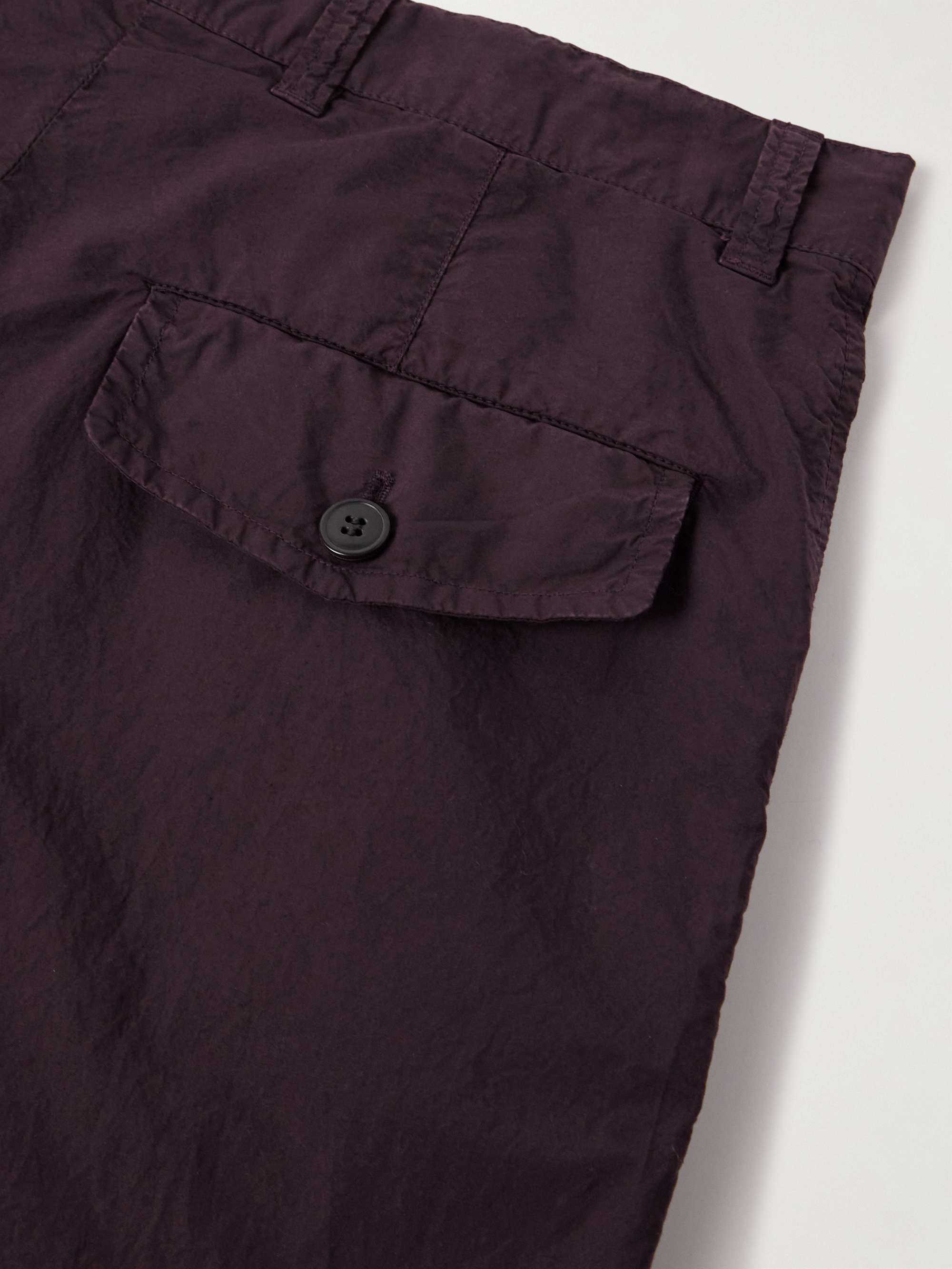 Wide-Leg Garment-Dyed Cotton-Poplin Cargo Trousers view