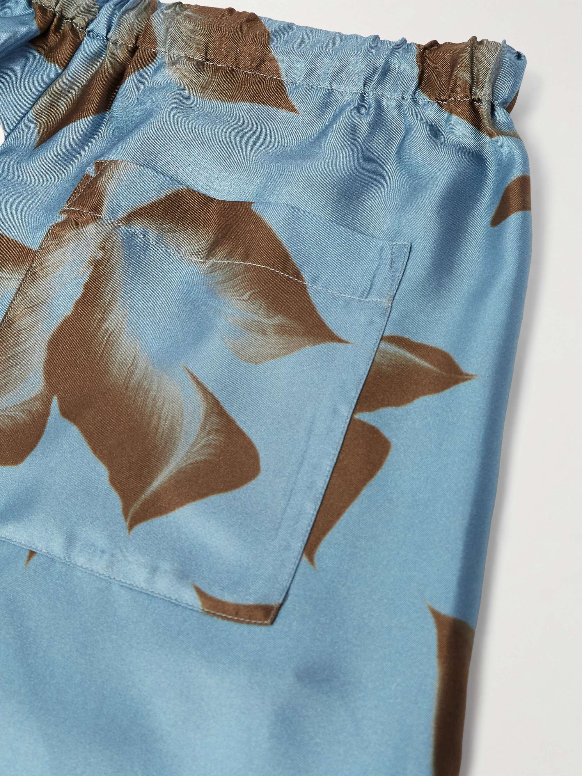 Straight-Leg Printed Silk-Twill Drawstring Shorts view