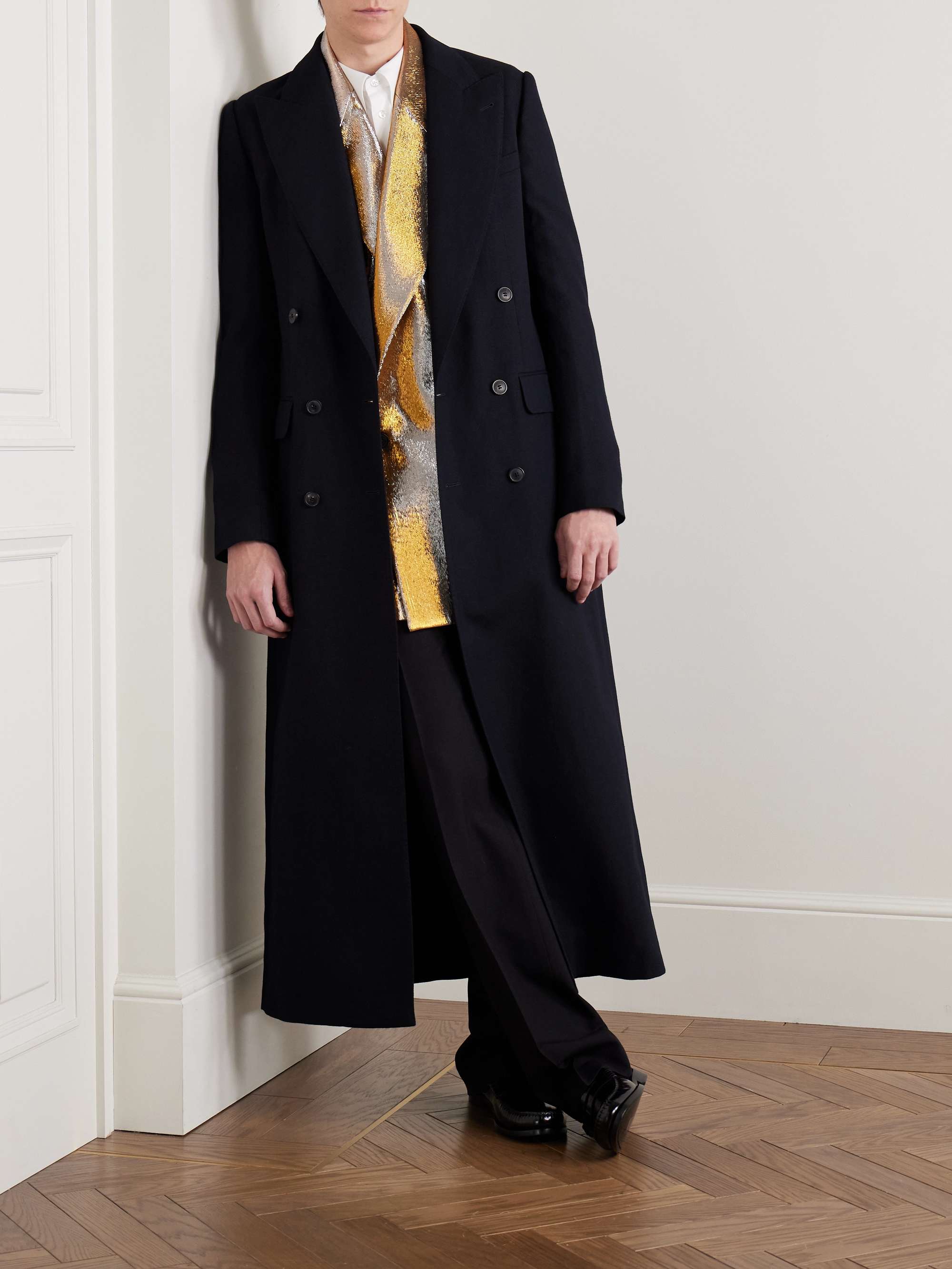 Double-Breasted Wool and Linen-Blend Coat view