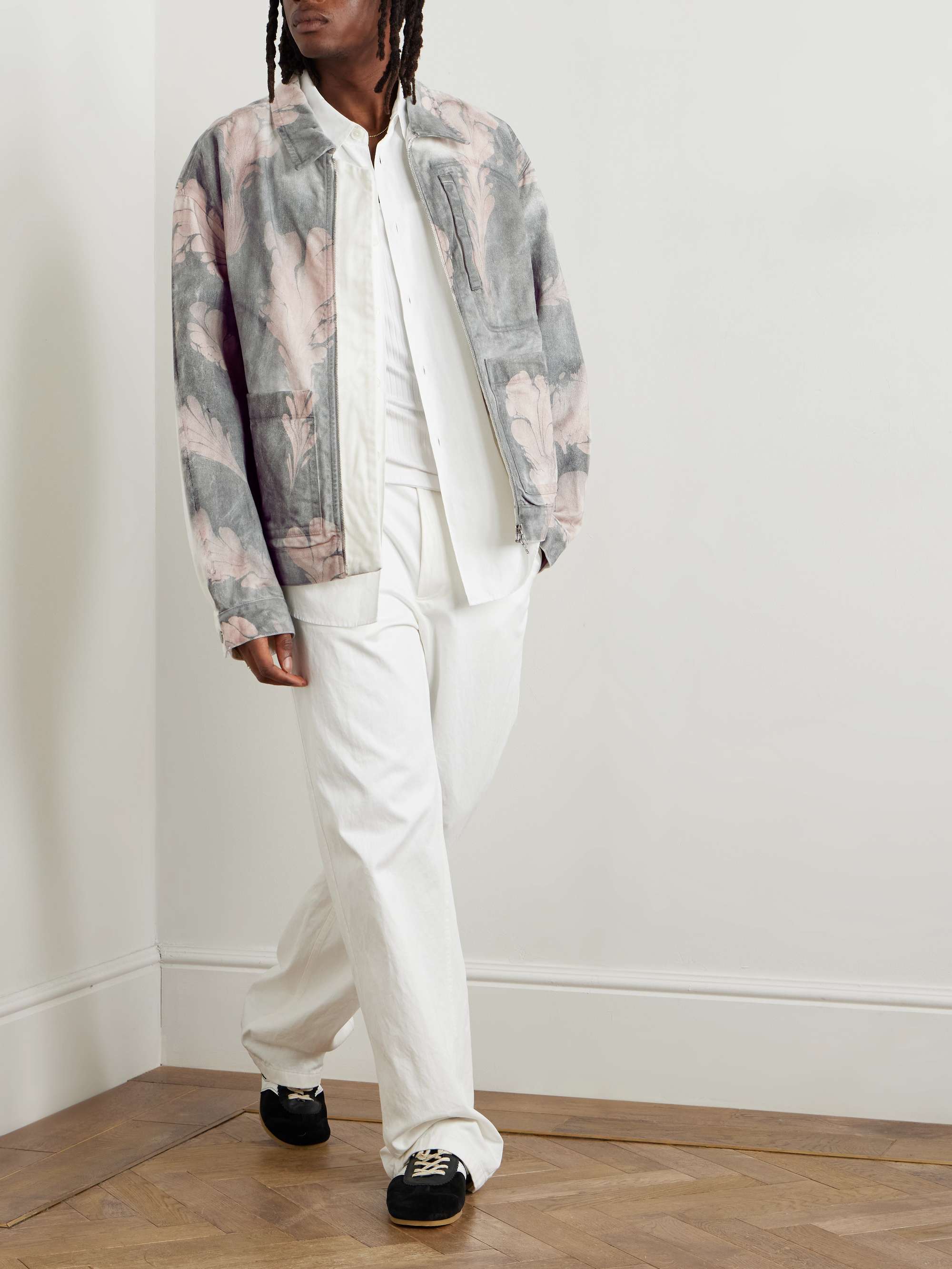 Floral-Print Denim Jacket view