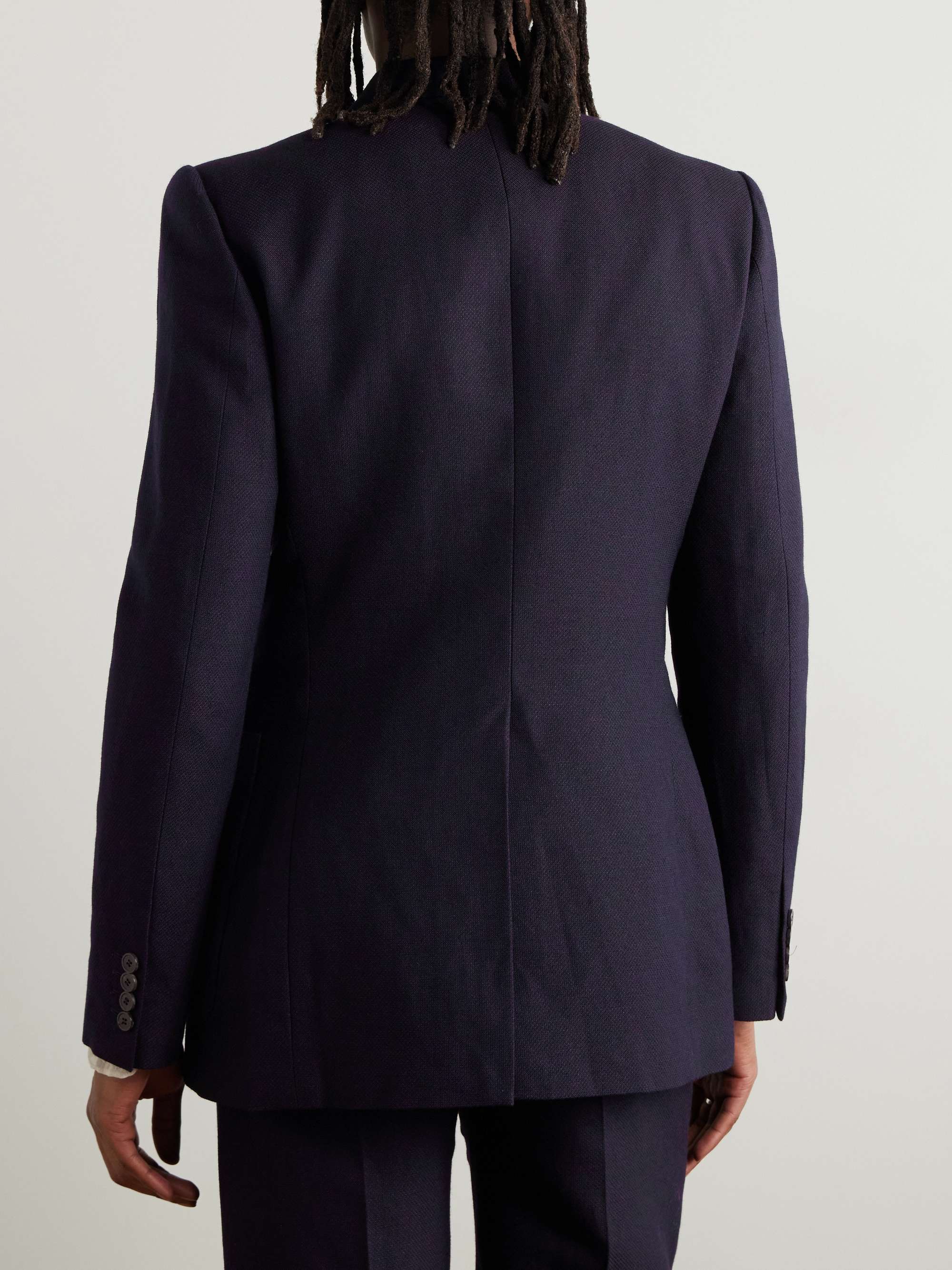 Slim-Fit Double-Breasted Wool and Linen-Blend Blazer view