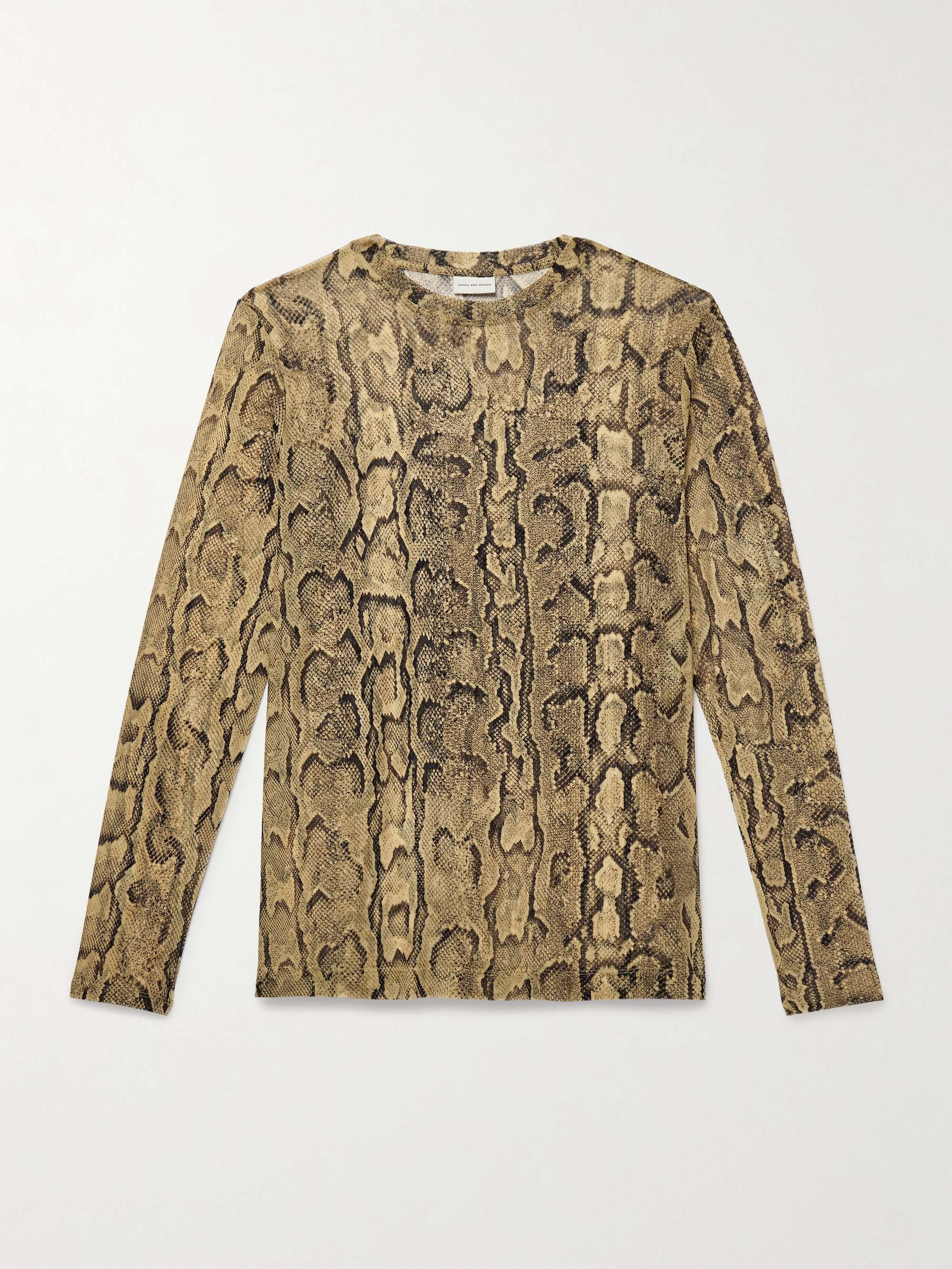 Slim-Fit Snake-Print Stretch-Mesh T-Shirt view
