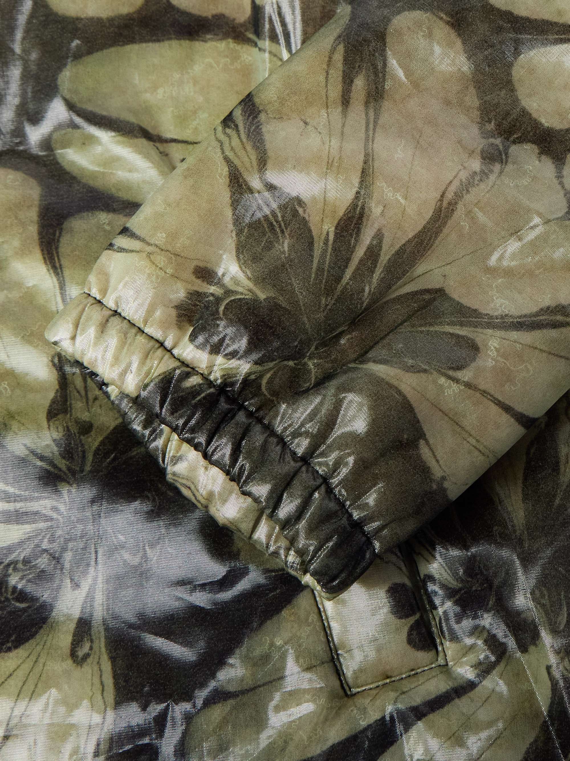 Padded Floral-Print Organza Coach Jacket view