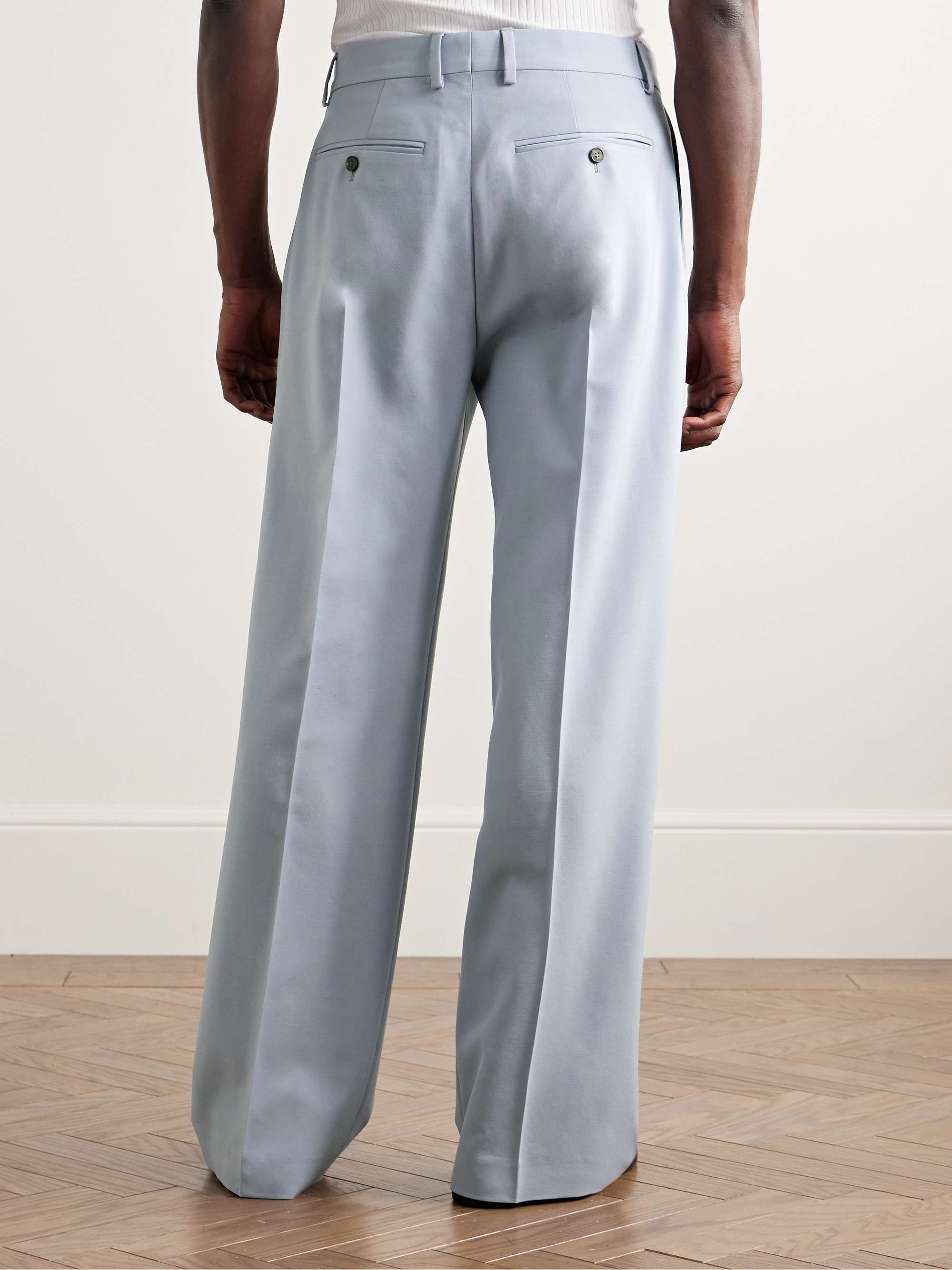 Wide-Leg Pleated Wool and Mohair-Blend Twill Trousers view