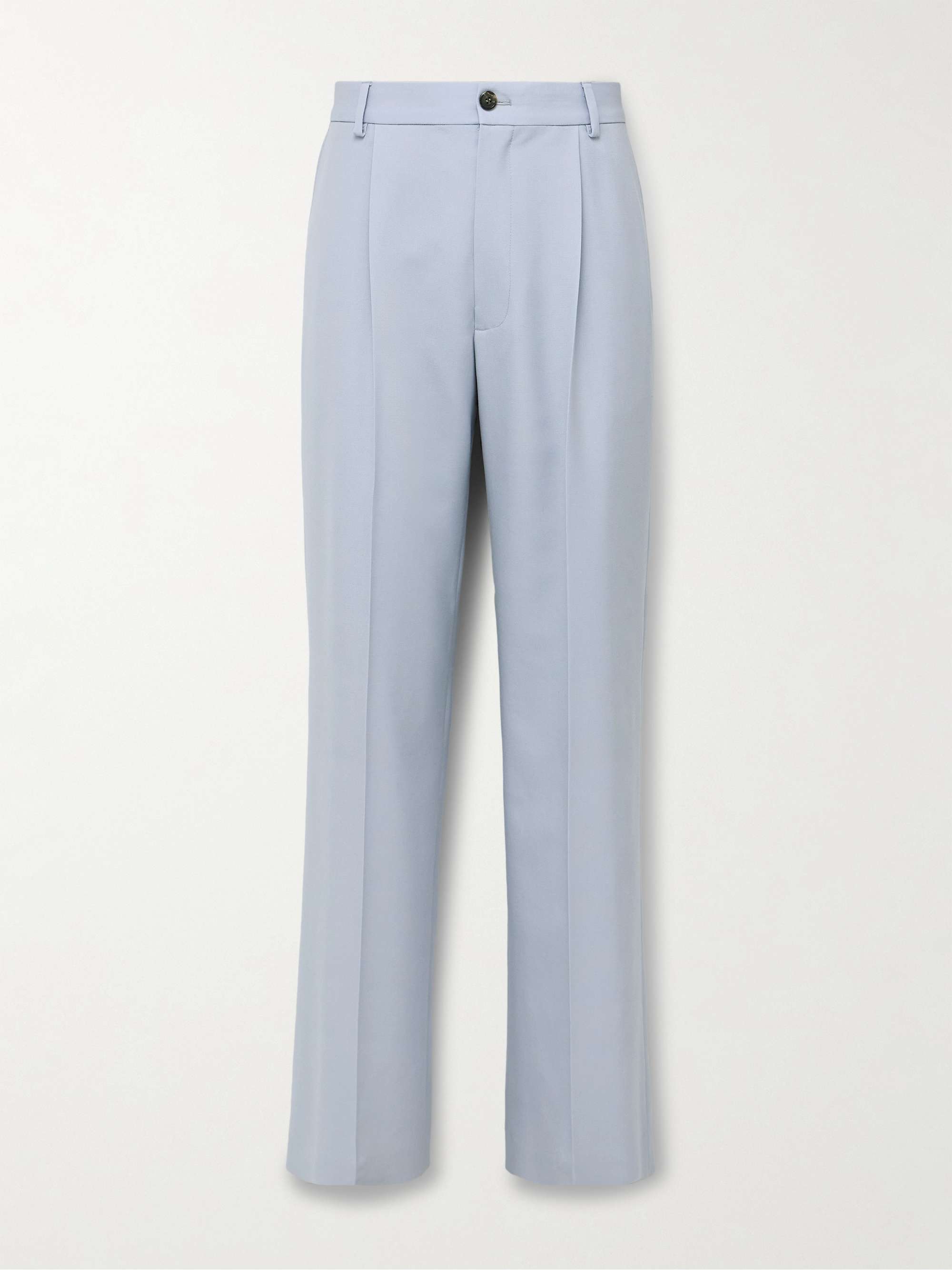 Wide-Leg Pleated Wool and Mohair-Blend Twill Trousers view
