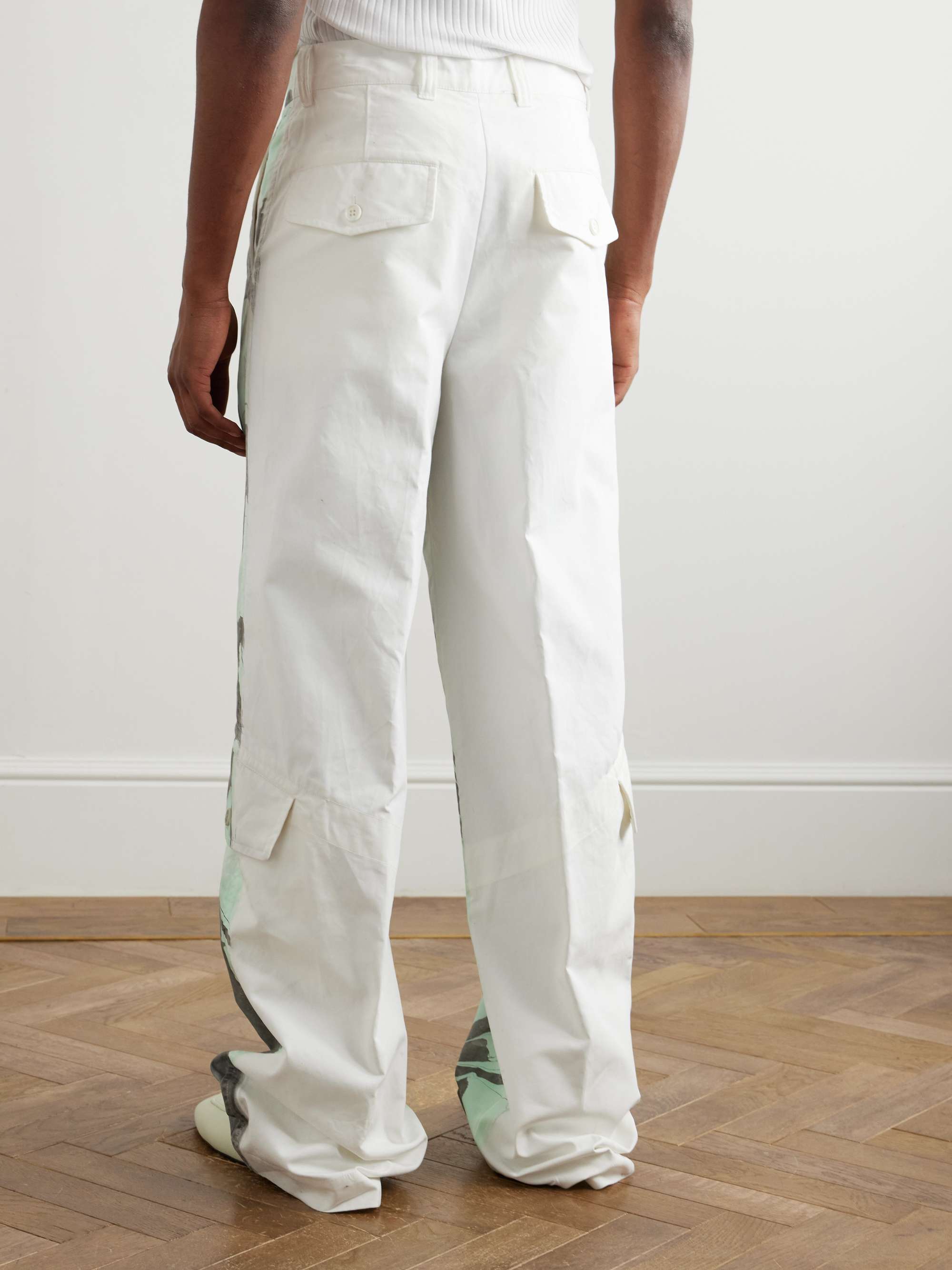Wide-Leg Floral-Print Cotton Cargo Trousers view