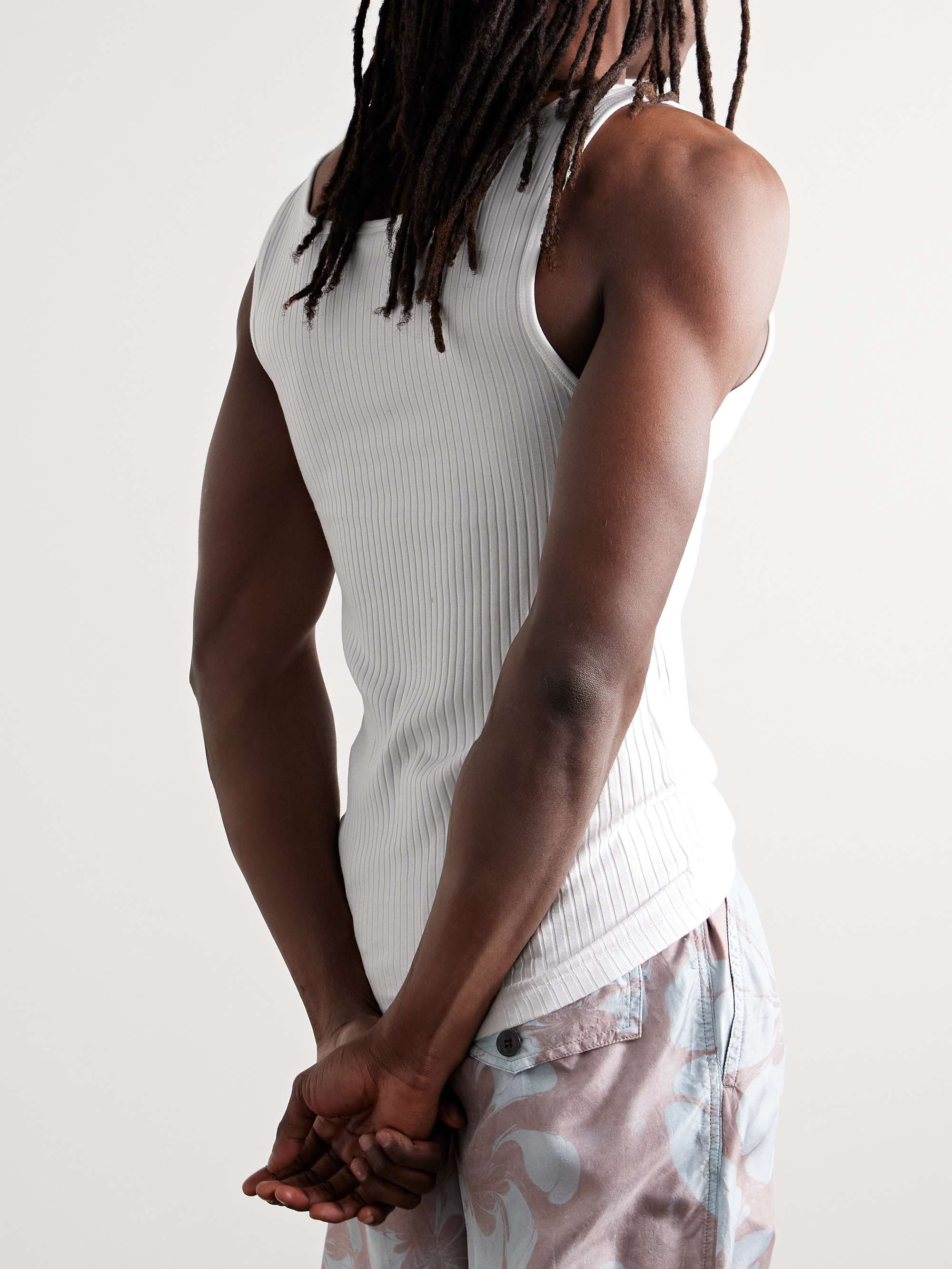 Ribbed Stretch-Cotton and Modal-Blend Tank Top view
