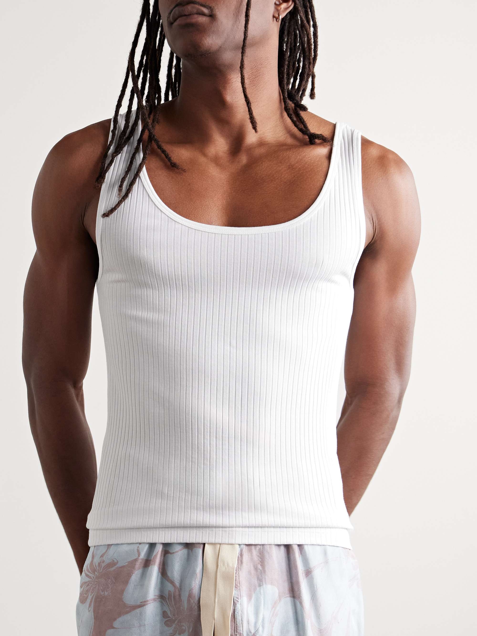 Ribbed Stretch-Cotton and Modal-Blend Tank Top view