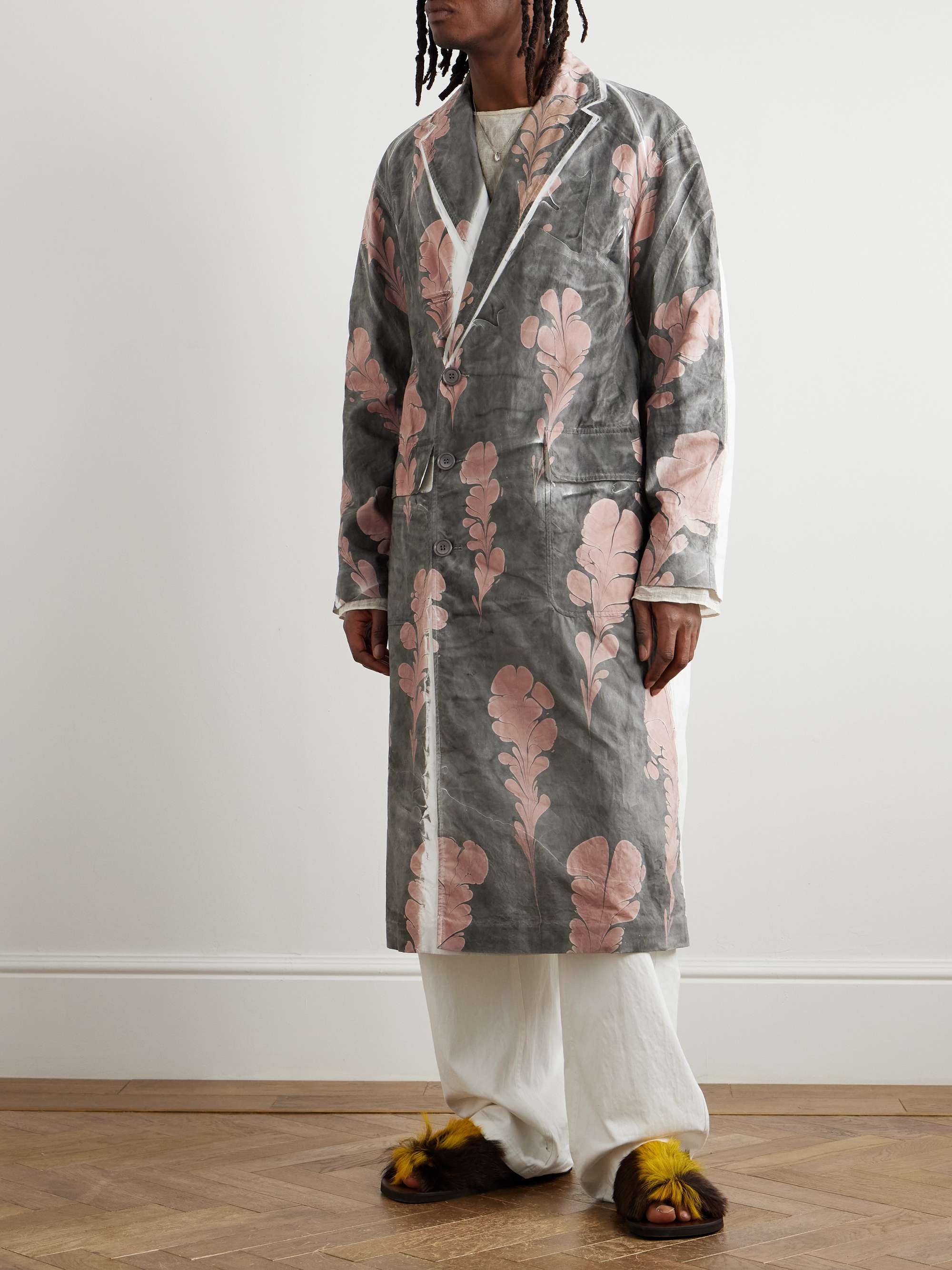 Floral-Print Cotton Coat view