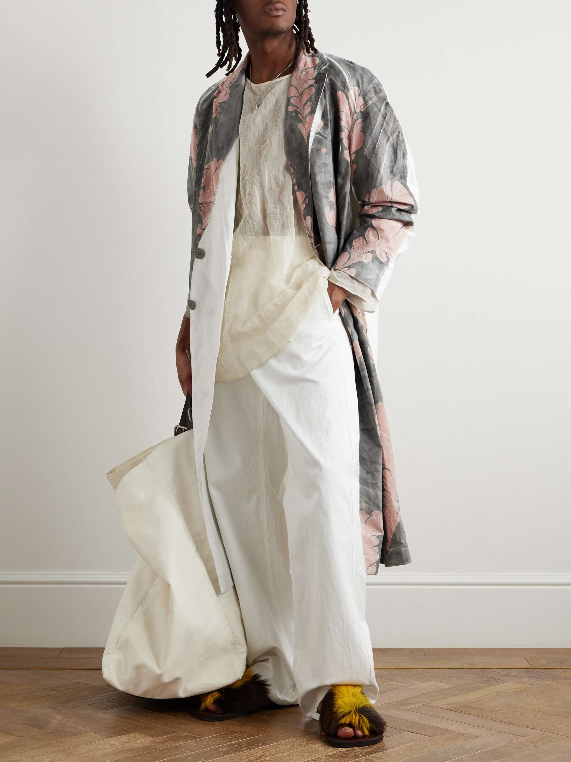 Floral-Print Cotton Coat view