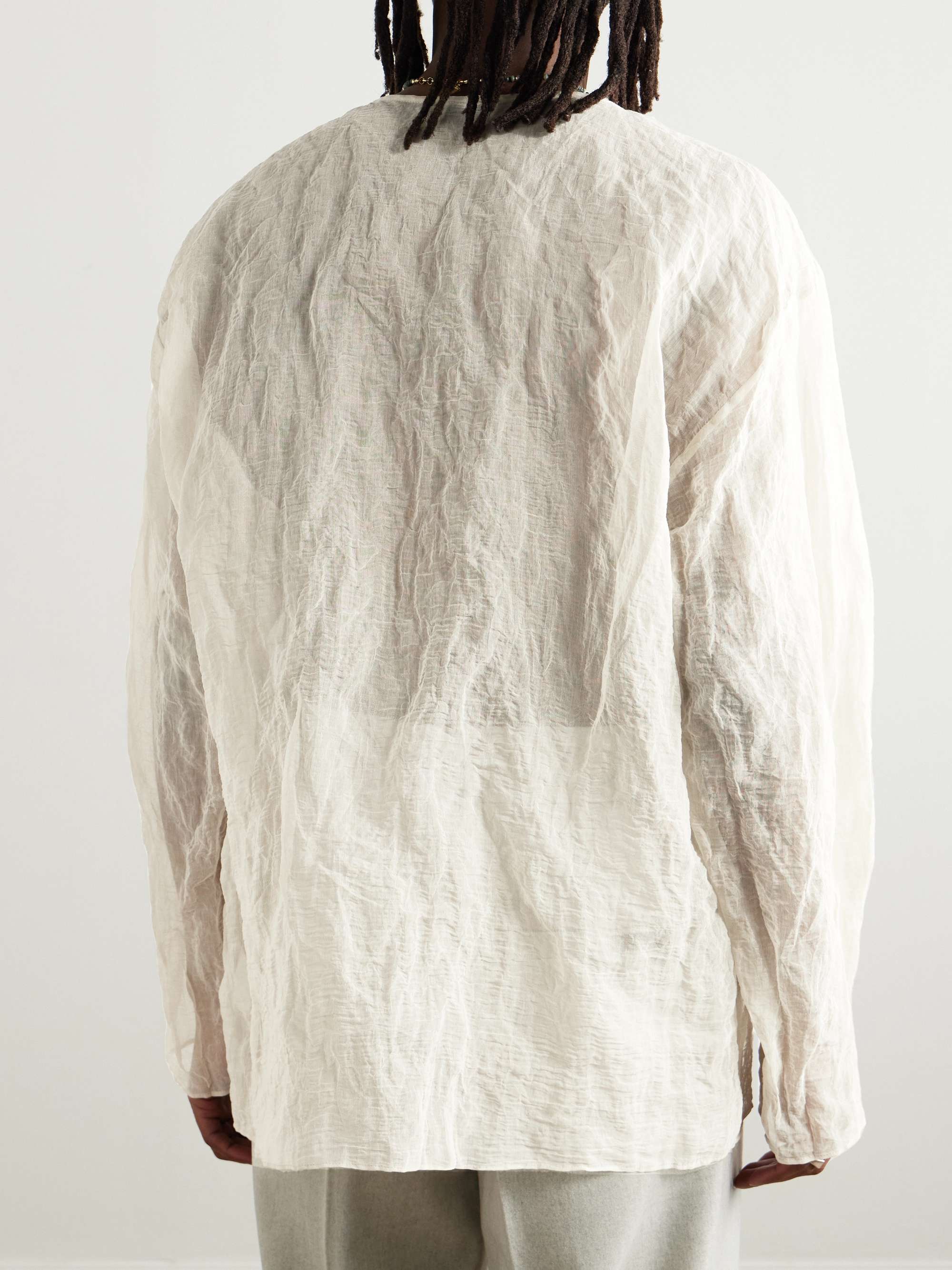 Oversized Metallic Crinkled Cotton-Blend T-Shirt view