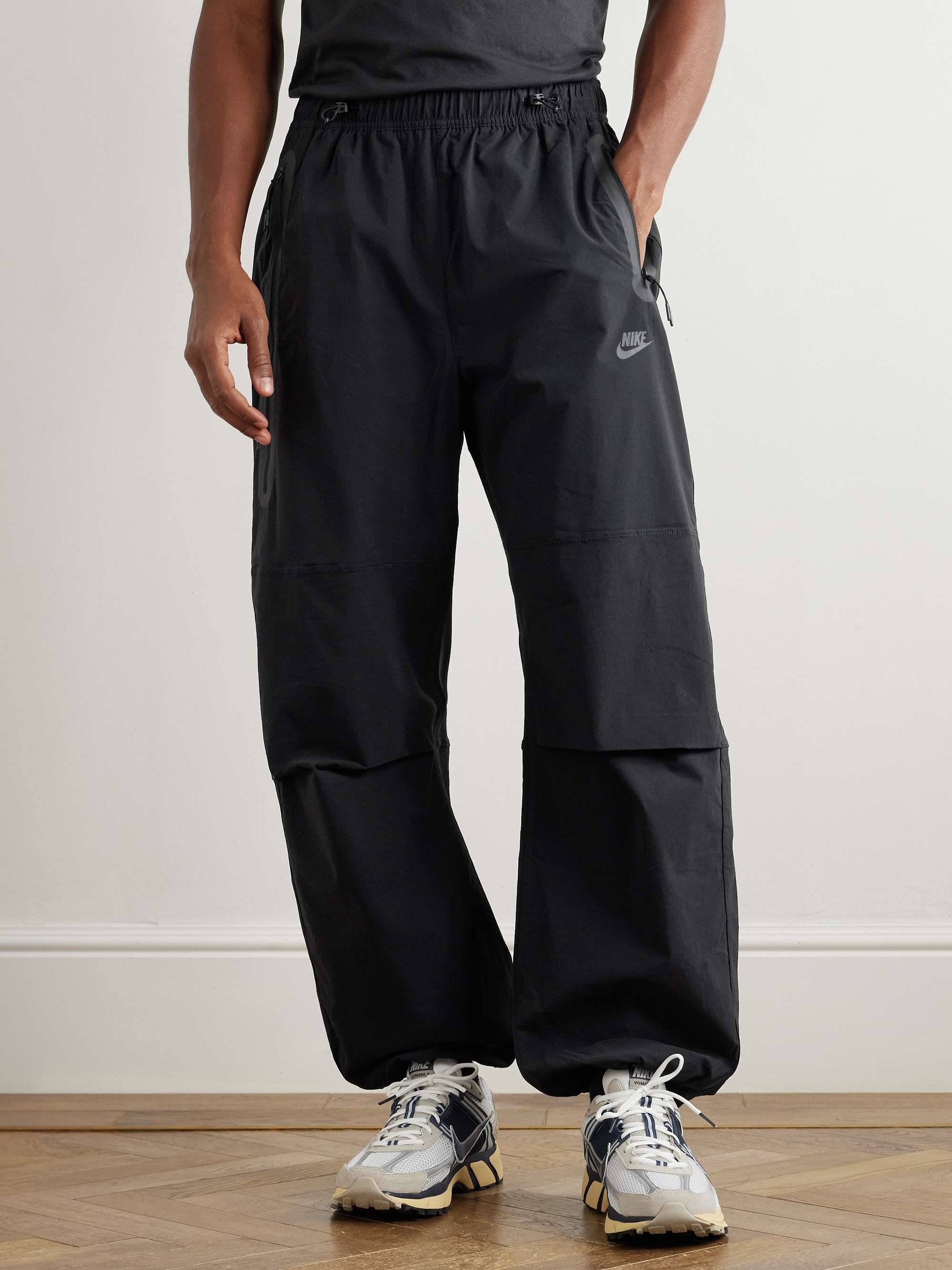 Wide-Leg Logo-Embroidered Stretch-Shell Track Pants view