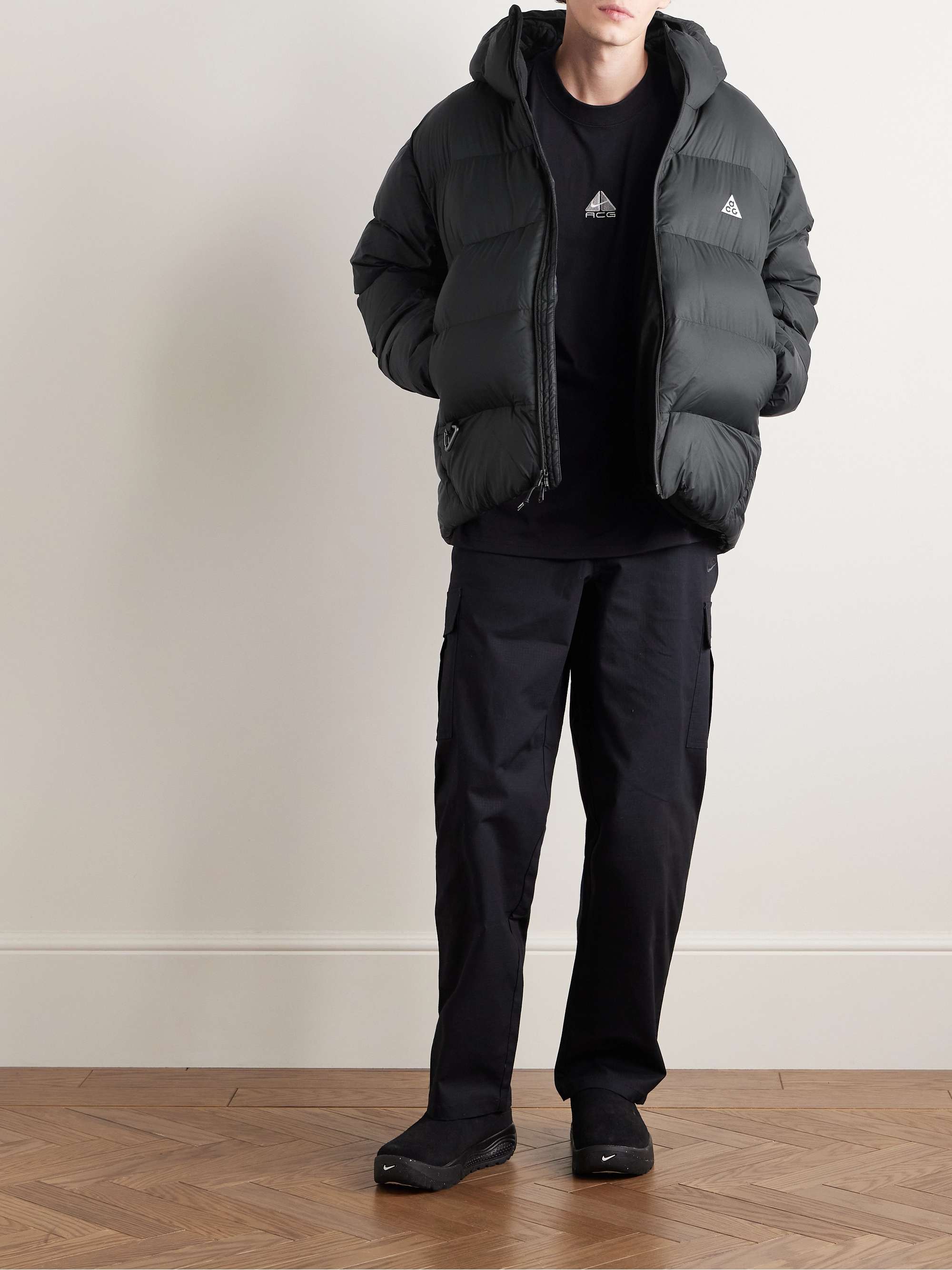 ACG Lunar Lake Logo-Embroidered Quilted Therma-FIT ADV Nylon-Ripstop Hooded Jacket view