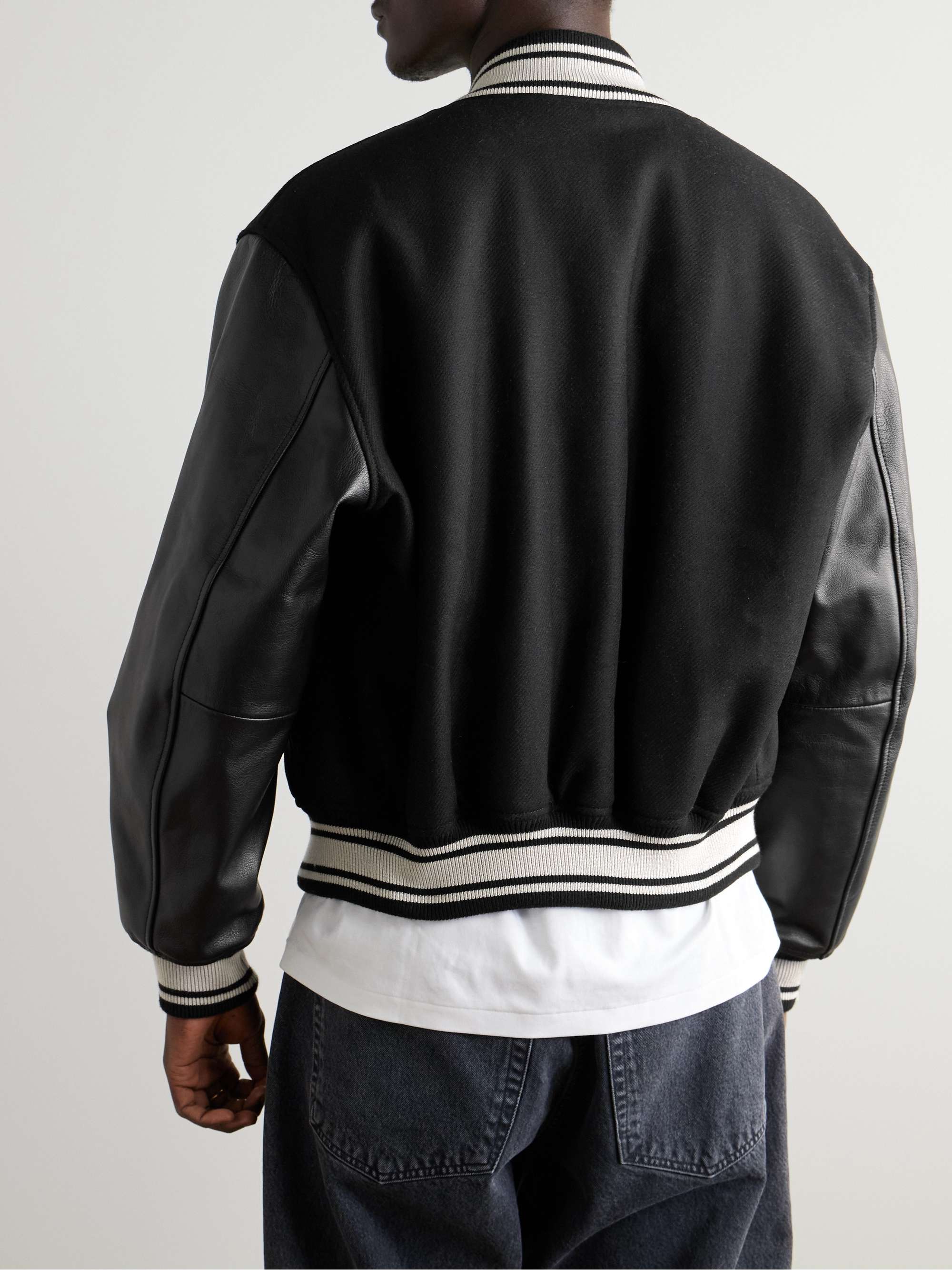 + RSVP GALLERY Logo-Appliquéd Leather-Trimmed Wool-Blend Felt Varsity Jacket view