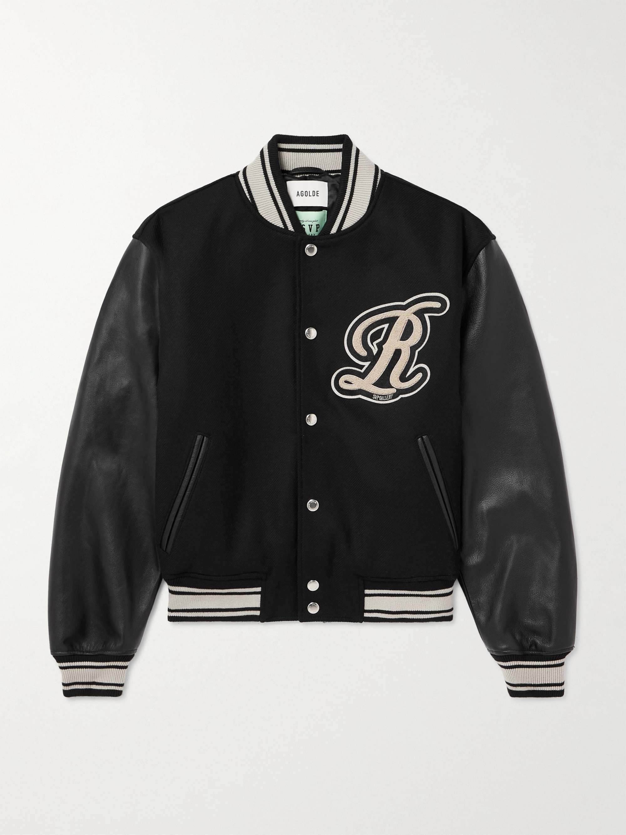 + RSVP GALLERY Logo-Appliquéd Leather-Trimmed Wool-Blend Felt Varsity Jacket view