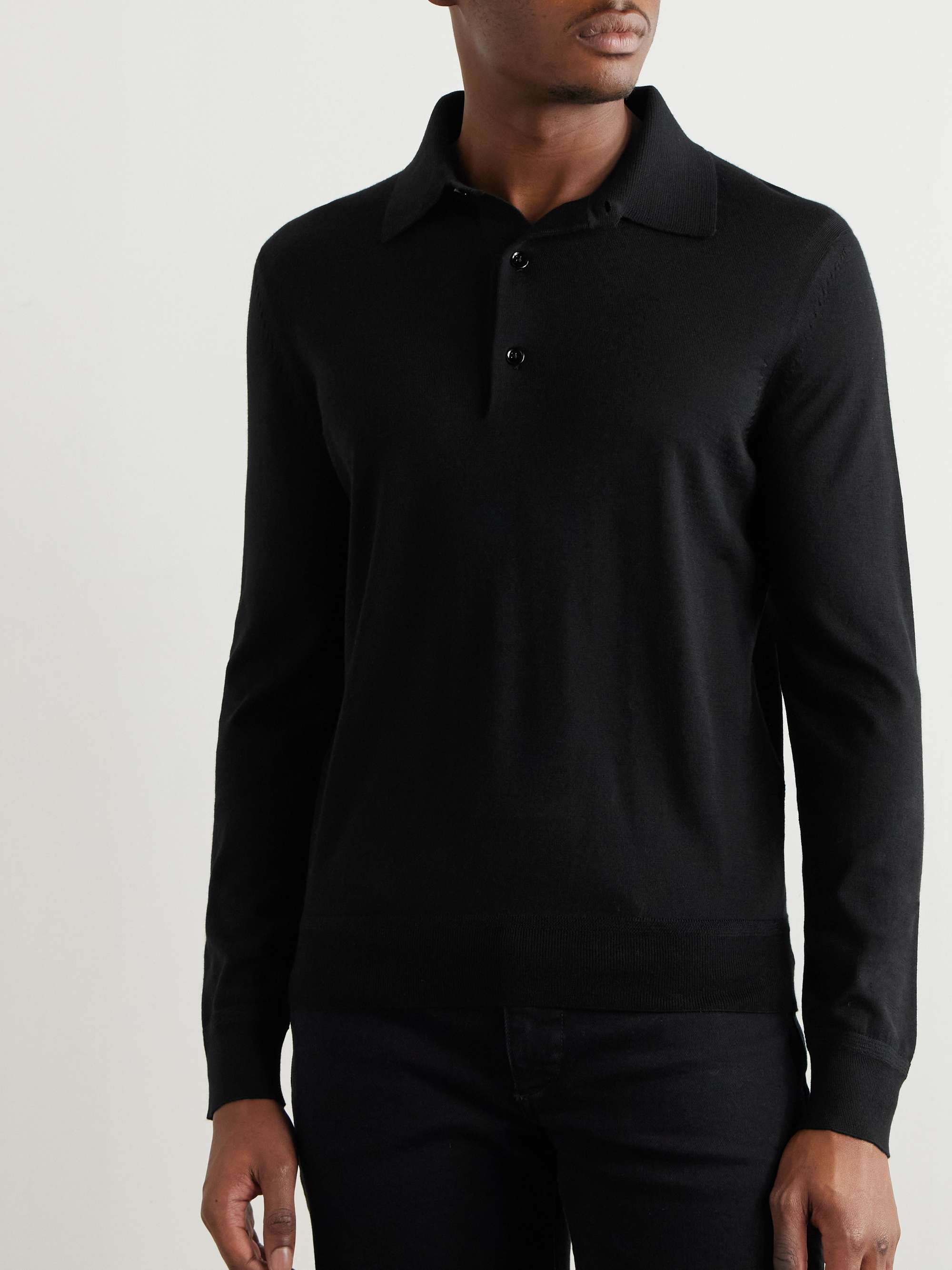 Slim-Fit Cashmere and Silk-Blend Polo Shirt view