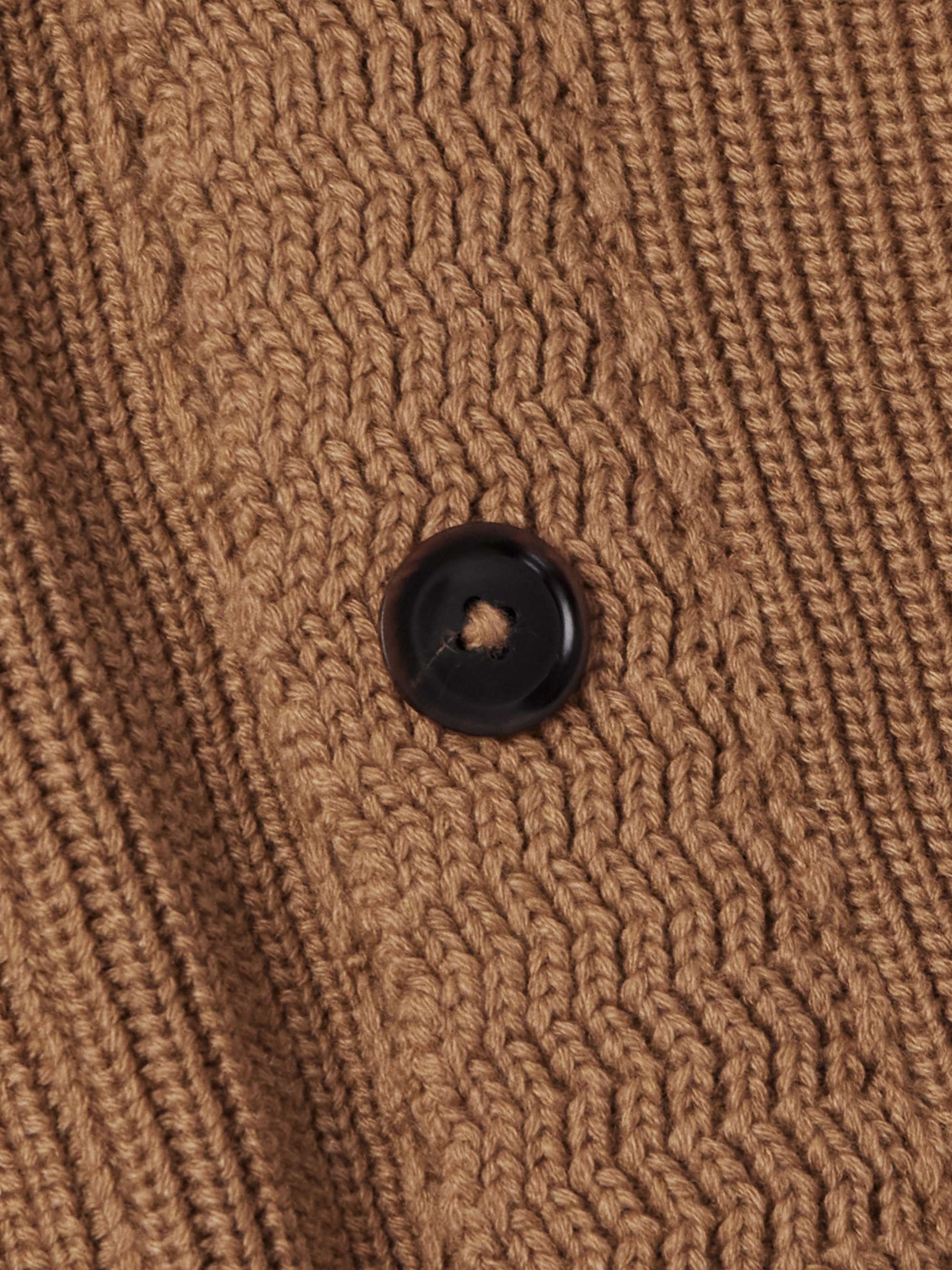 Slim-Fit Shawl-Collar Ribbed Cashmere Cardigan view