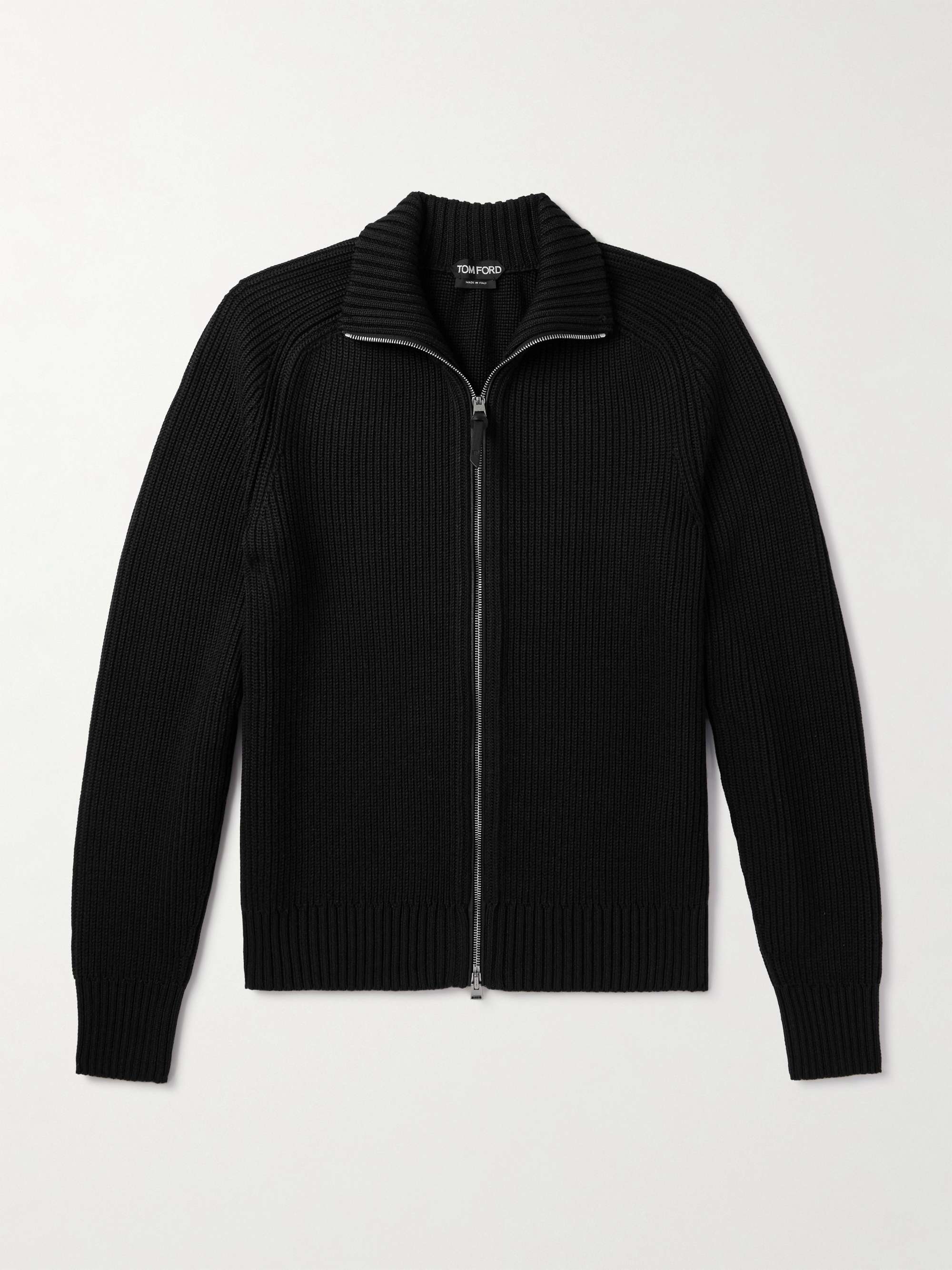 Slim-Fit Ribbed Silk and Merino Wool-Blend Cardigan view