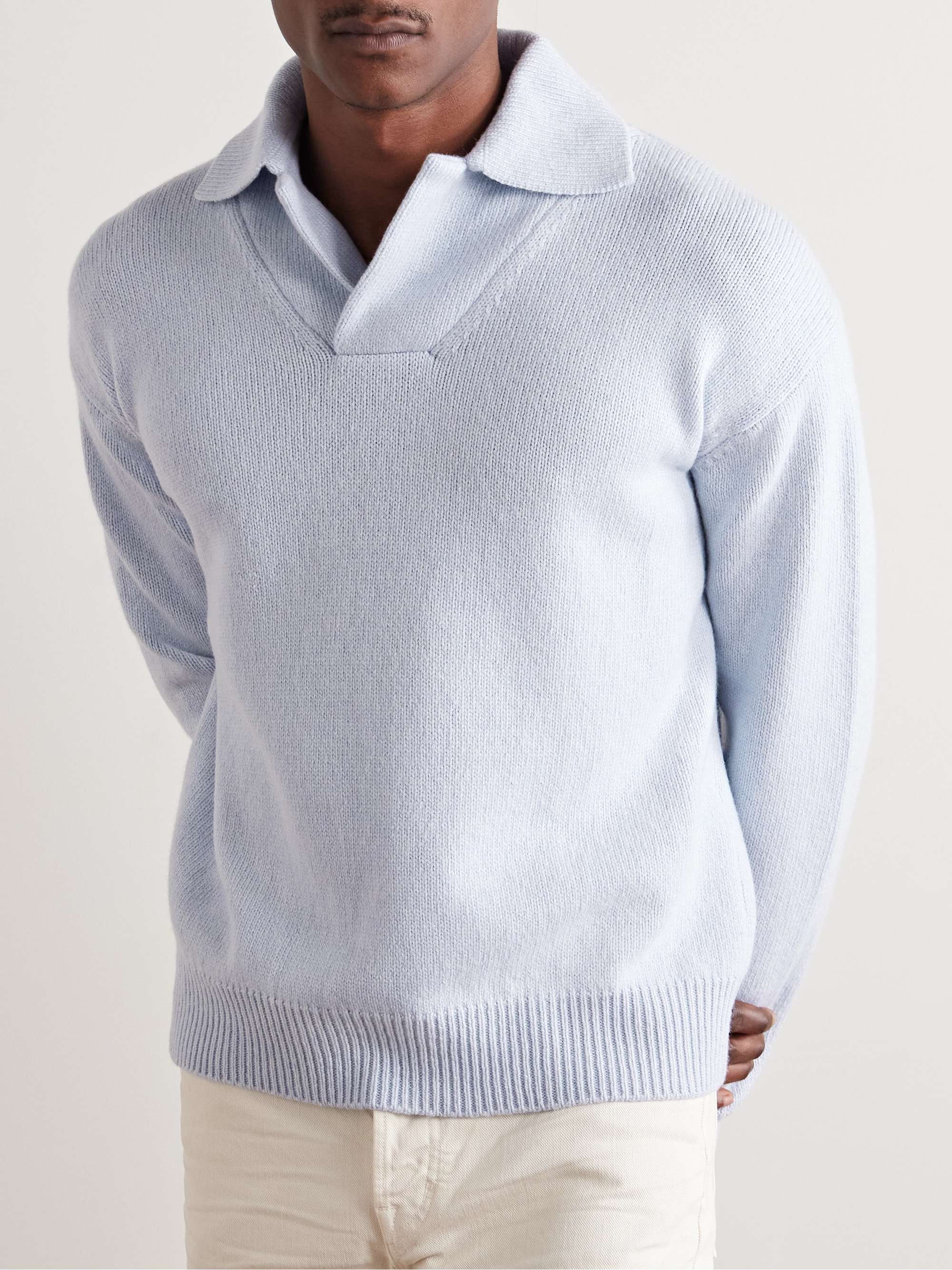 Cashmere and Wool-Blend Polo Sweater view