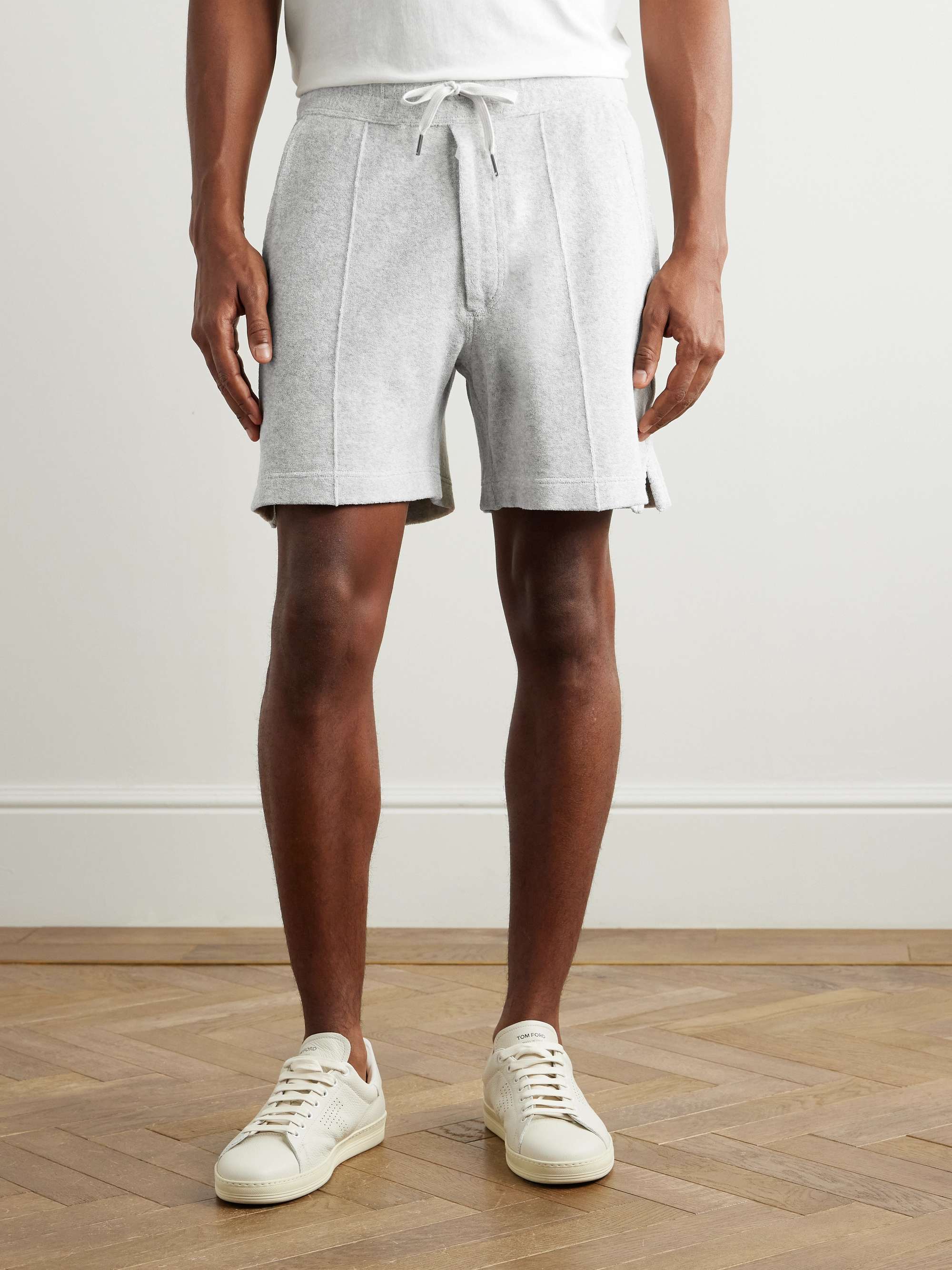 Slim-Fit Straight-Leg Cotton-Blend Terry Drawstring Shorts view