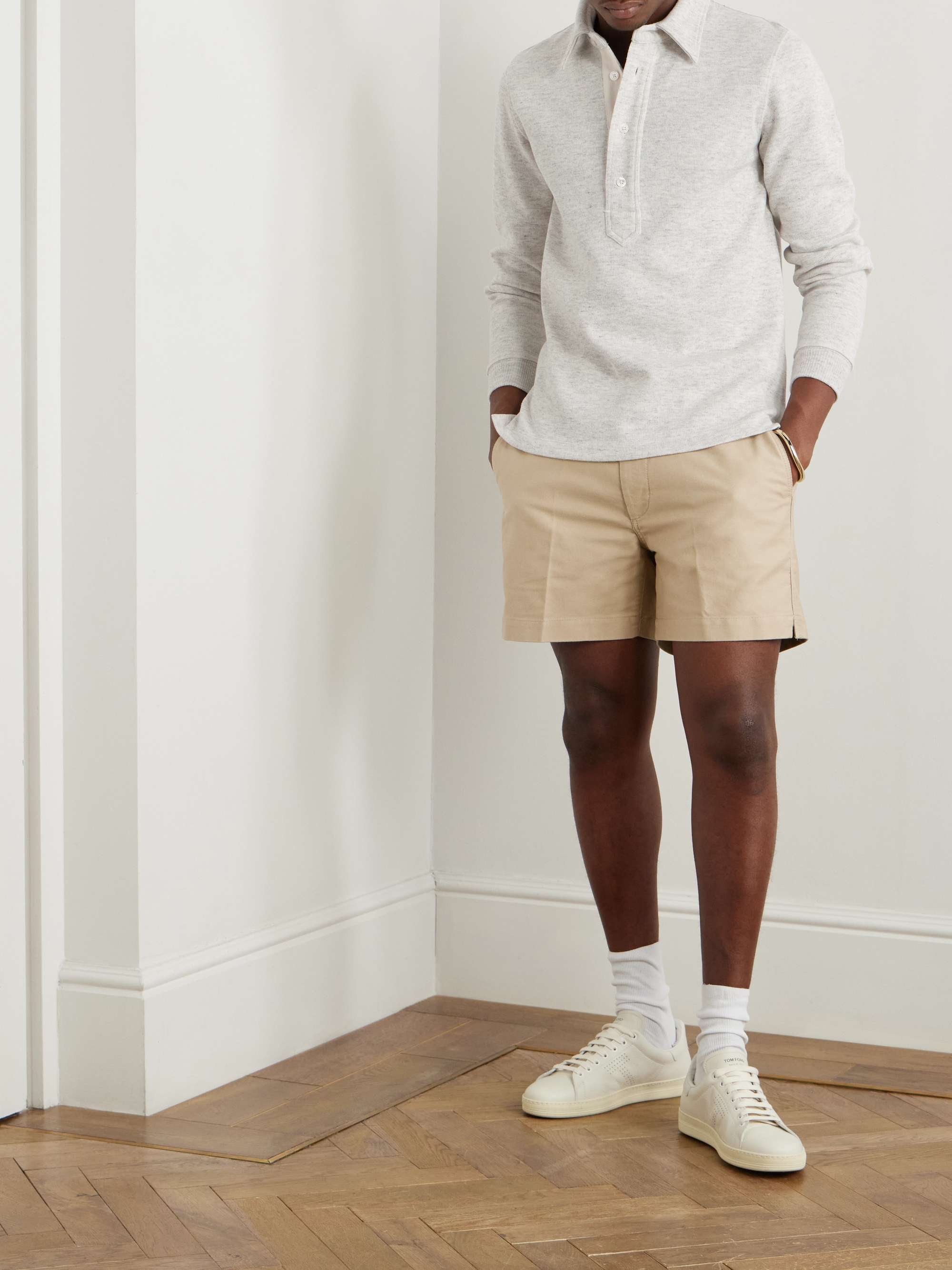 Ribbed Cotton-Blend Polo Shirt view