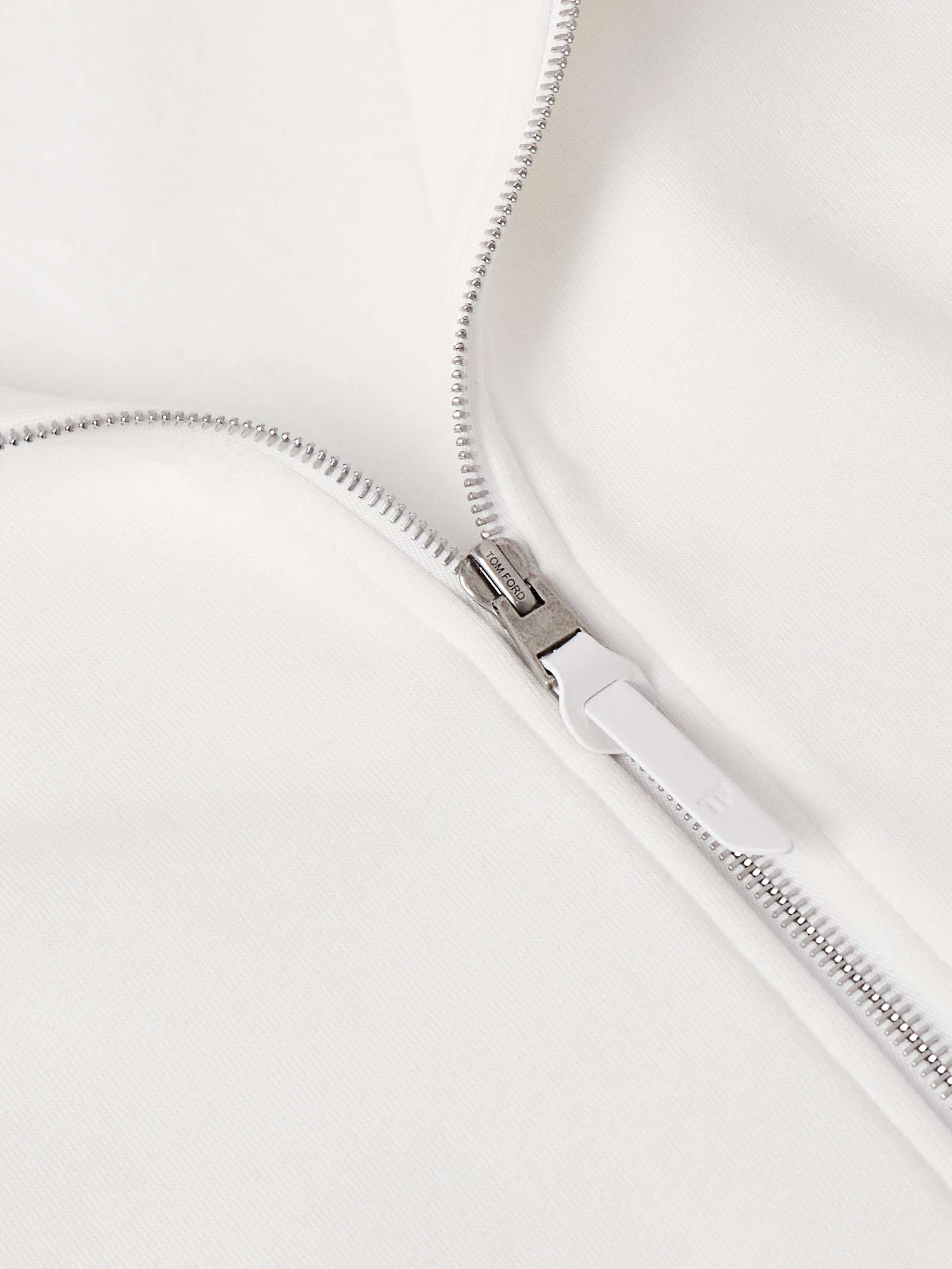 Leather-Trimmed Cotton and Cashmere-Blend Jersey Half-Zip Sweatshirt view