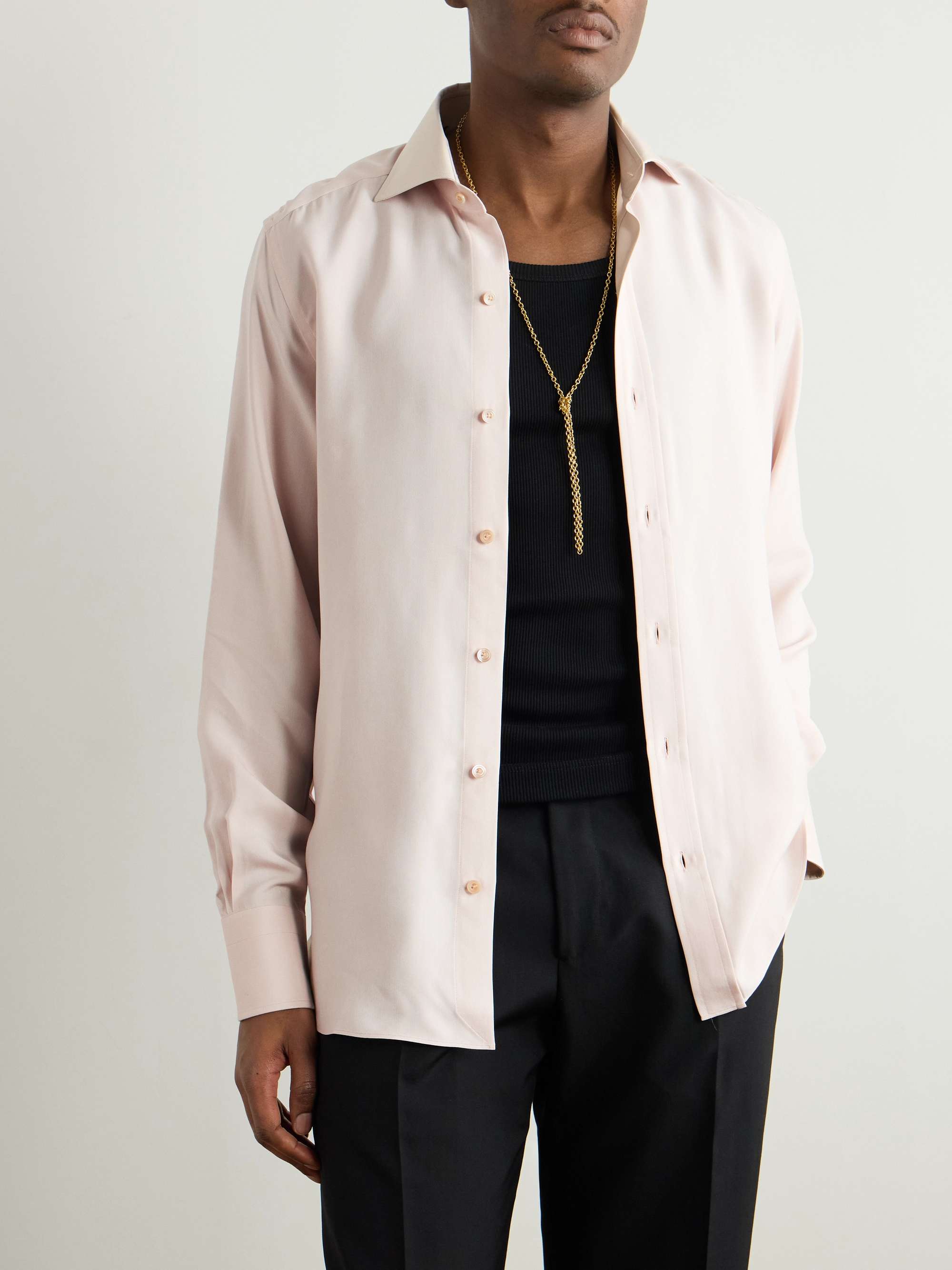 Slim-Fit Cutaway-Collar Twill Shirt view