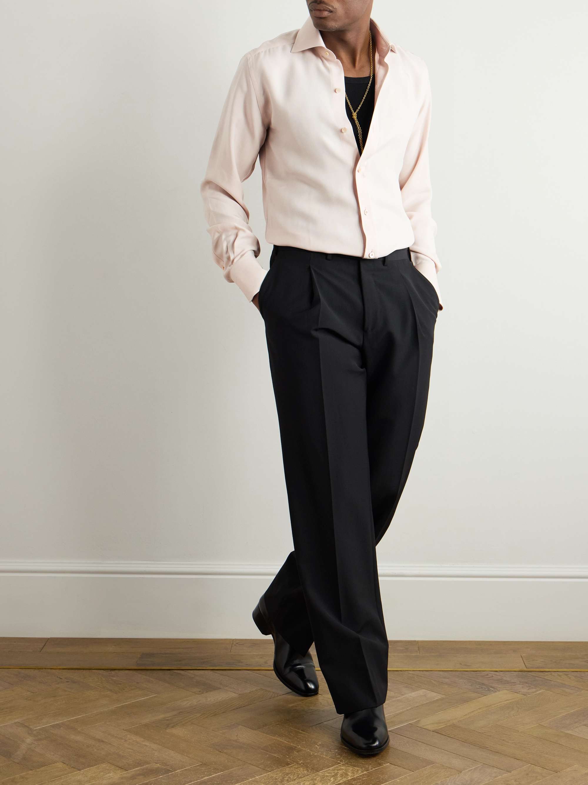 Slim-Fit Cutaway-Collar Twill Shirt view