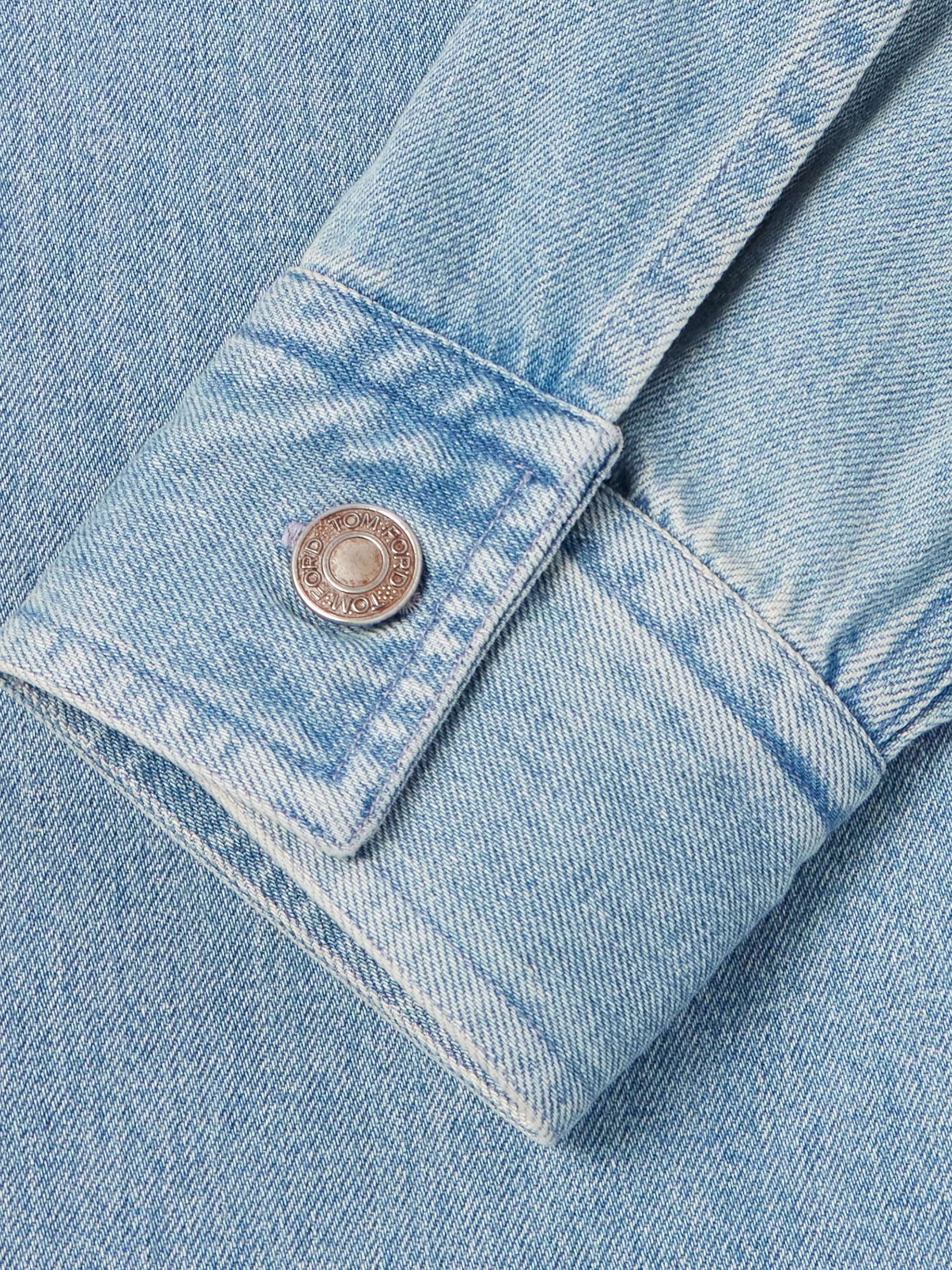 Slim-Fit Washed-Denim Overshirt view