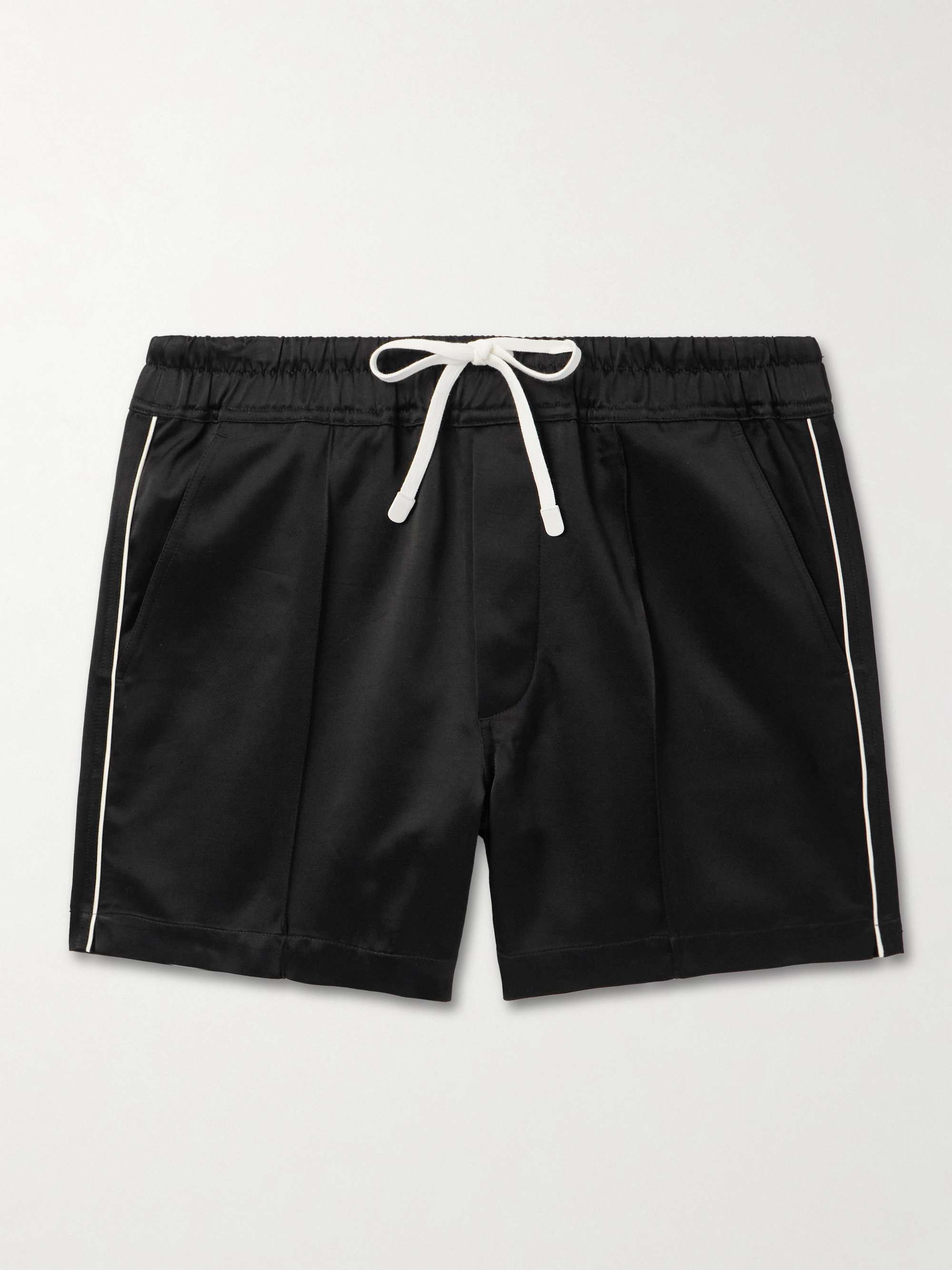 Straight-Leg Satin Drawstring Shorts view