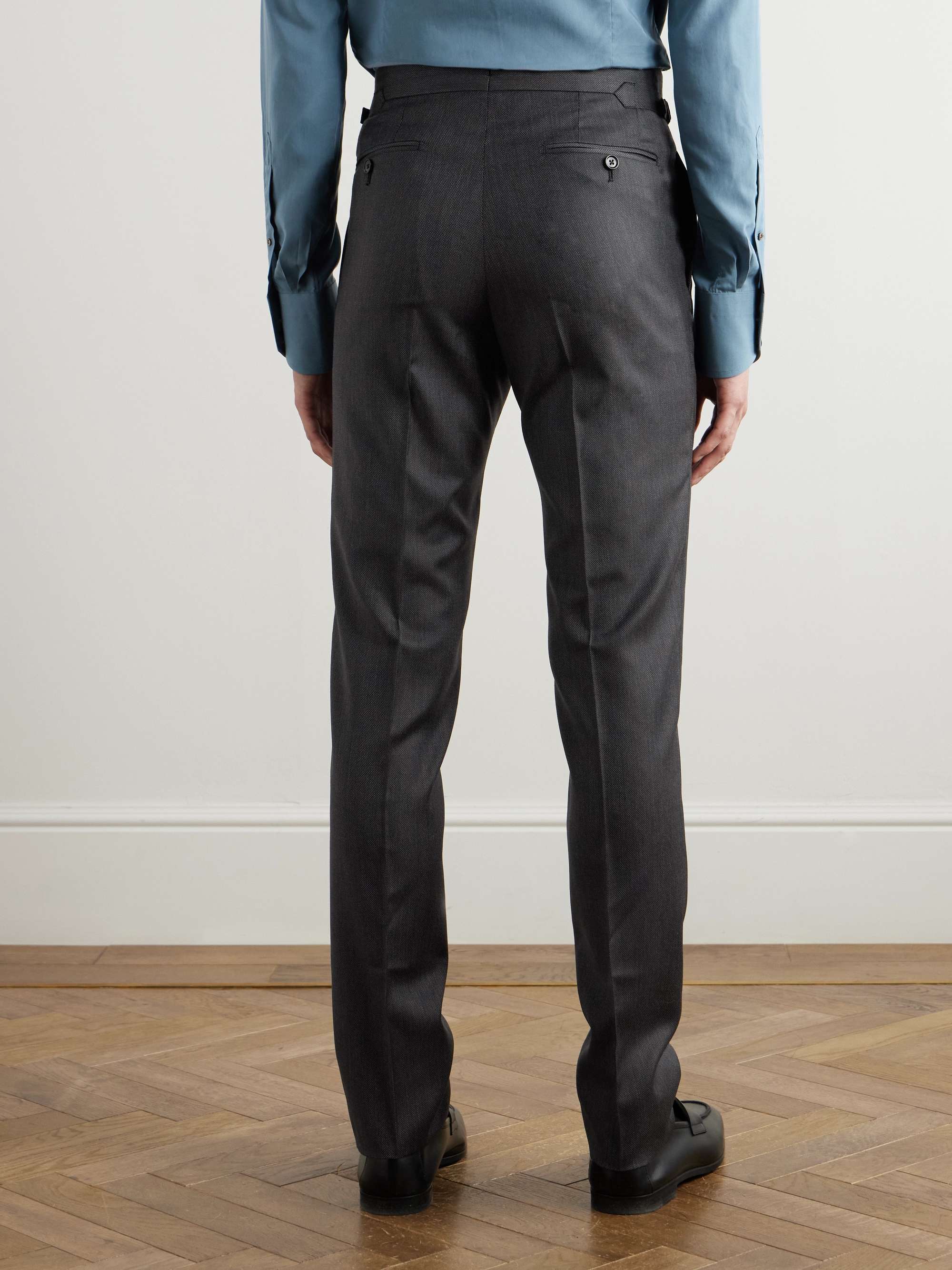 O'Connor Tapered Birdseye Textured-Wool Suit Trousers view