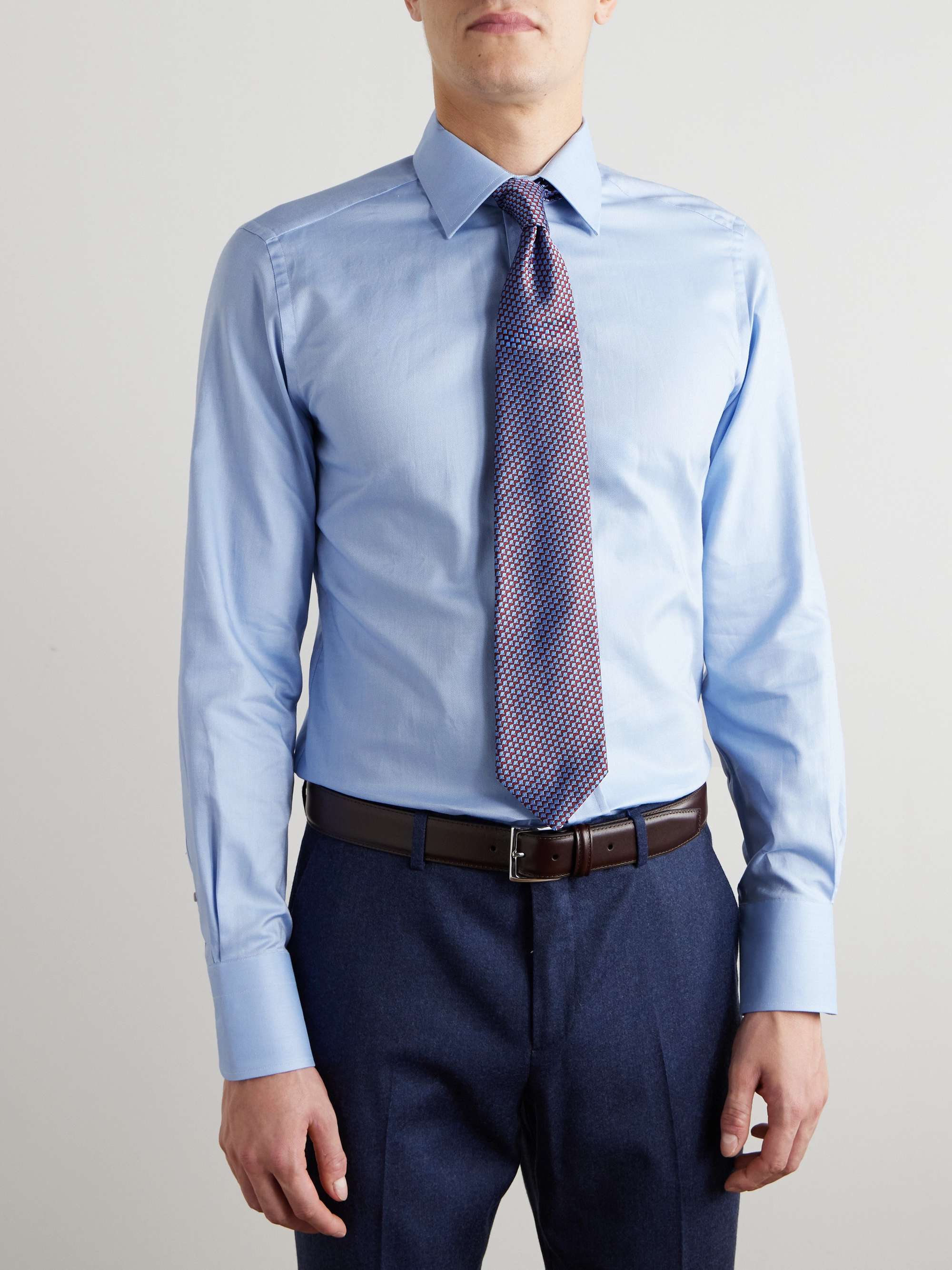 Slim-Fit Cutaway-Collar Cotton Oxford Shirt view