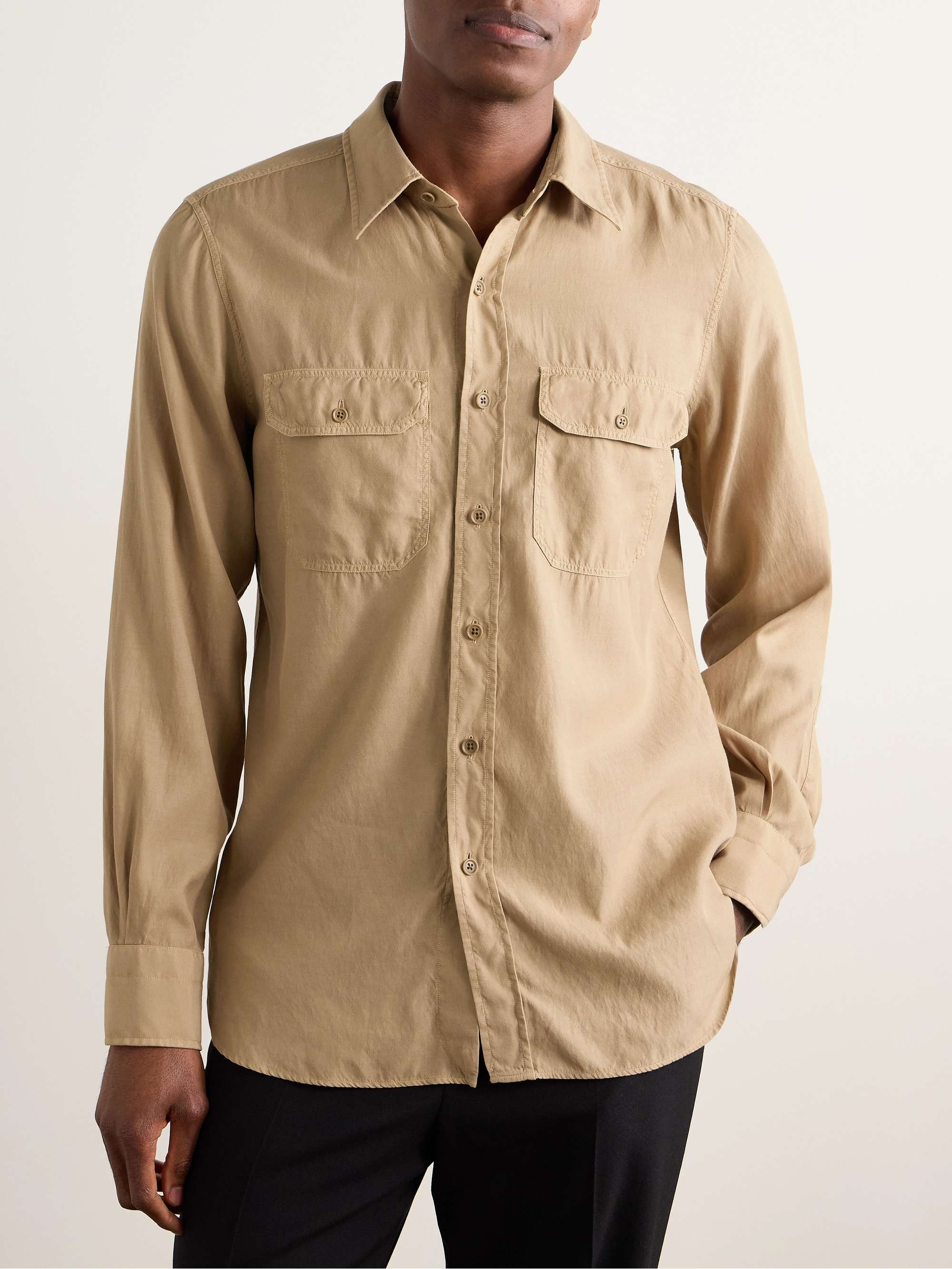 Slim-Fit Garment-Dyed Twill Shirt view