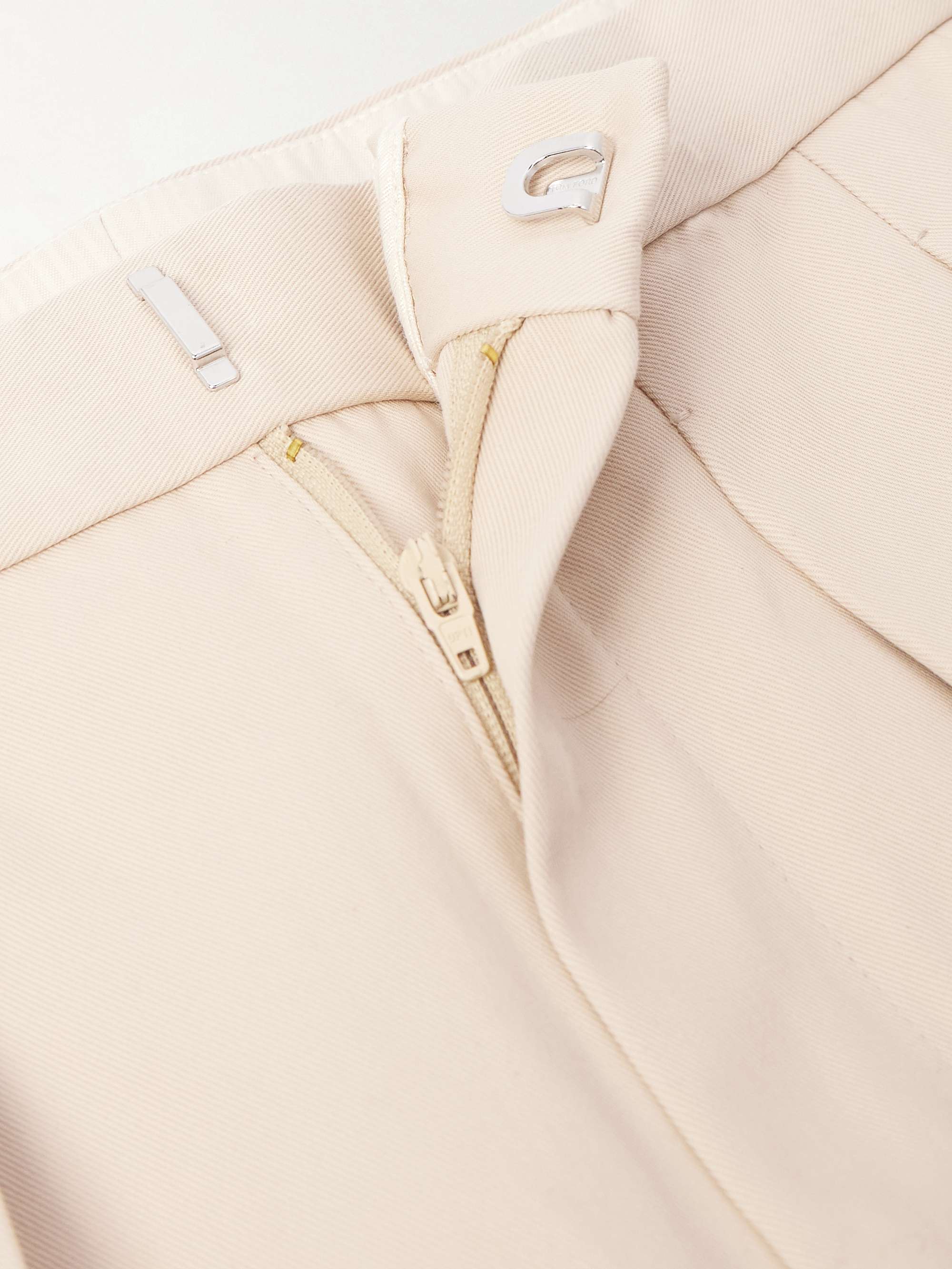 Straight-Leg Pleated Cotton-Gabardine Trousers view