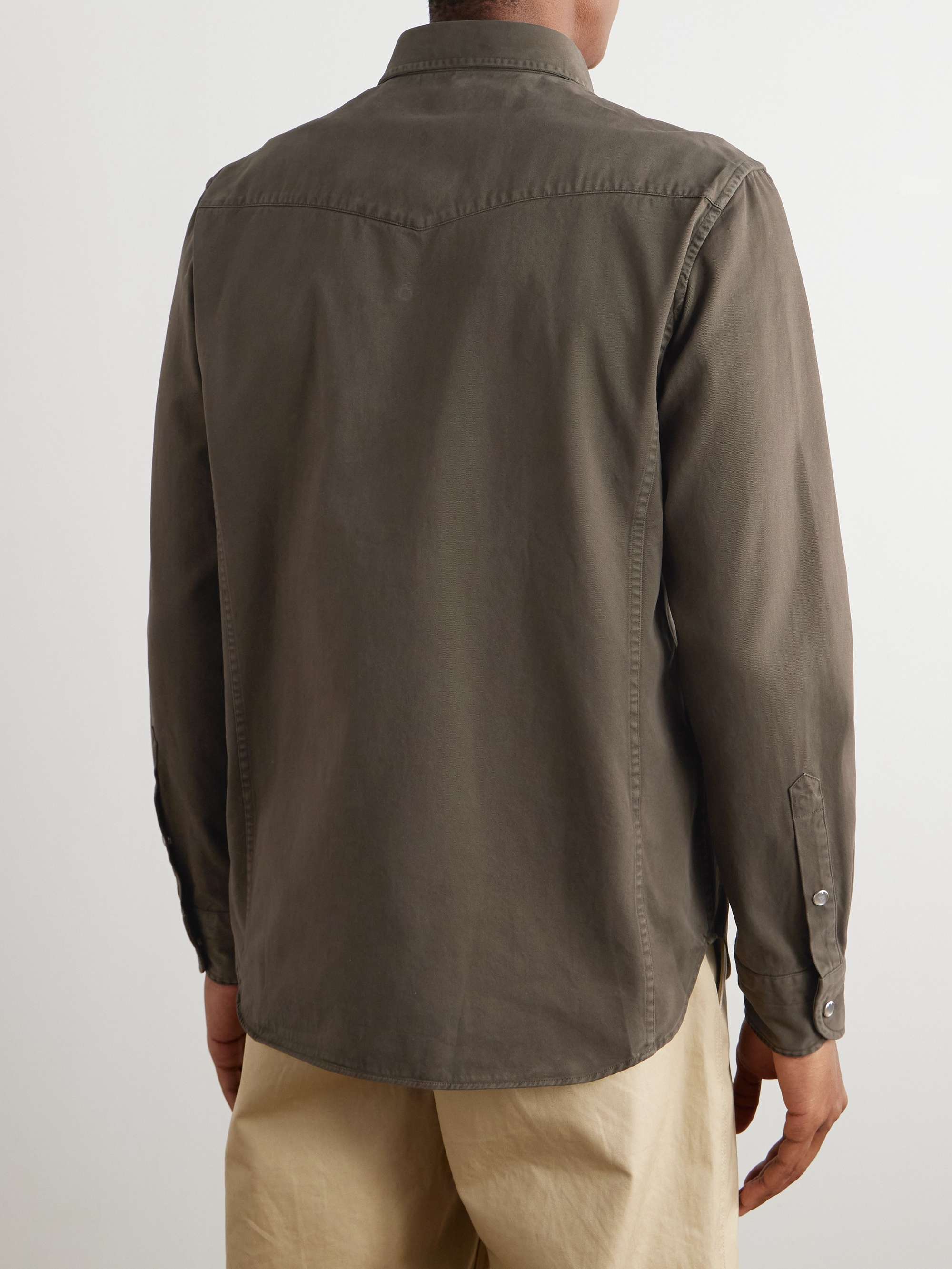 Slim-Fit Garment-Dyed Cotton-Twill Shirt view