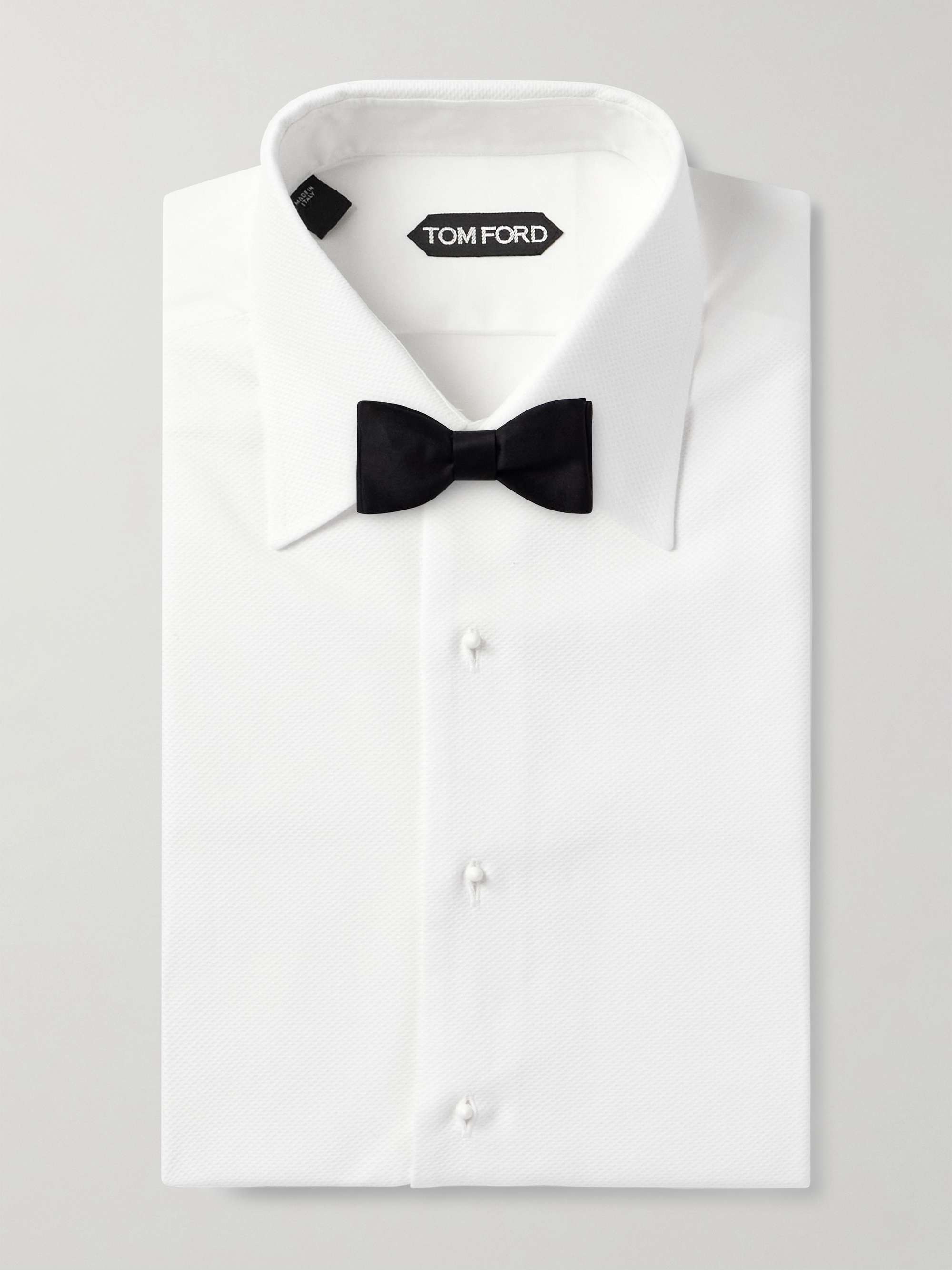 Double-Cuff Piqué-Trimmed Cotton-Voile Tuxedo Shirt view