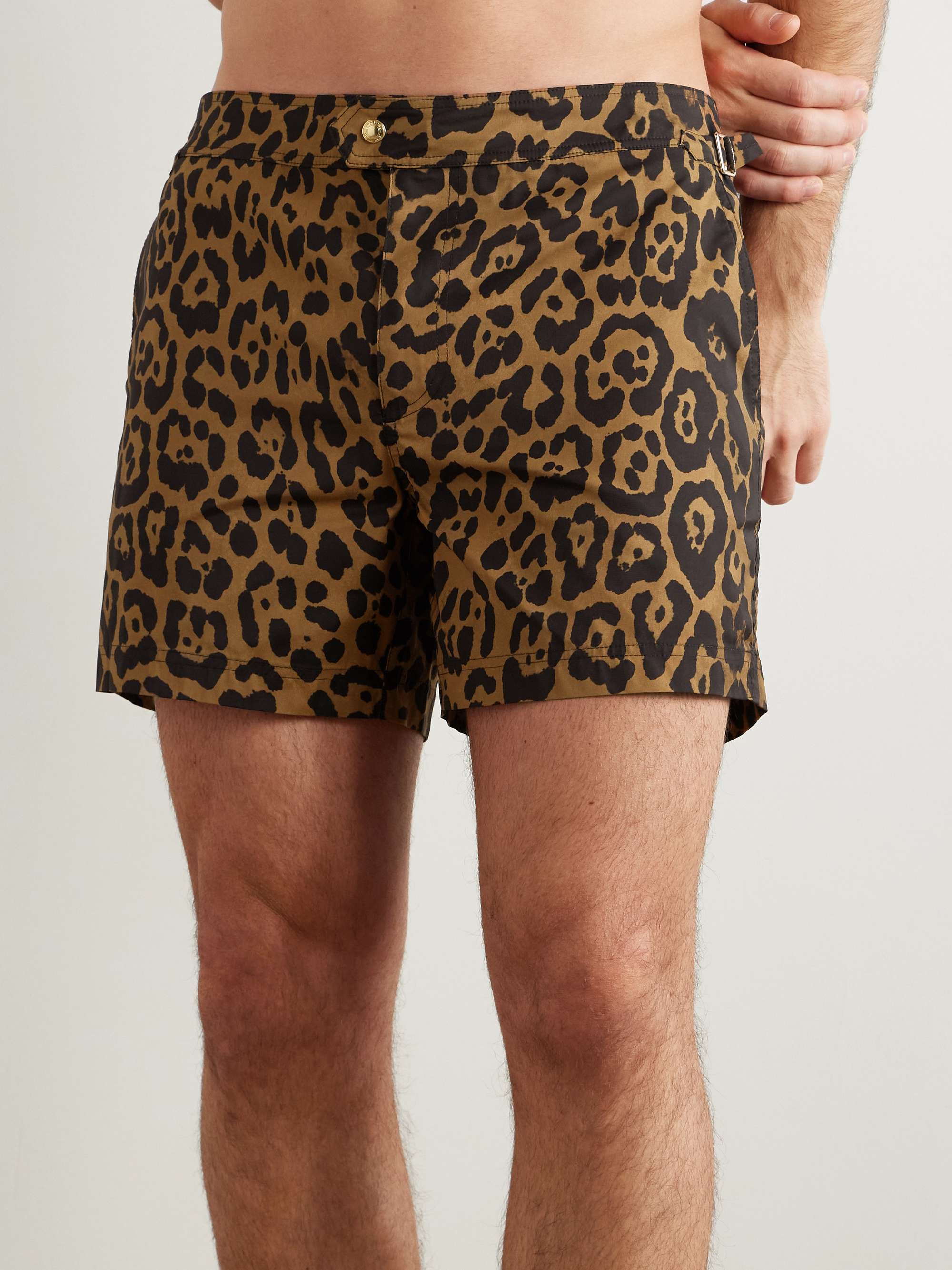 Slim-Fit Short-Length Leopard-Print Swim Shorts view