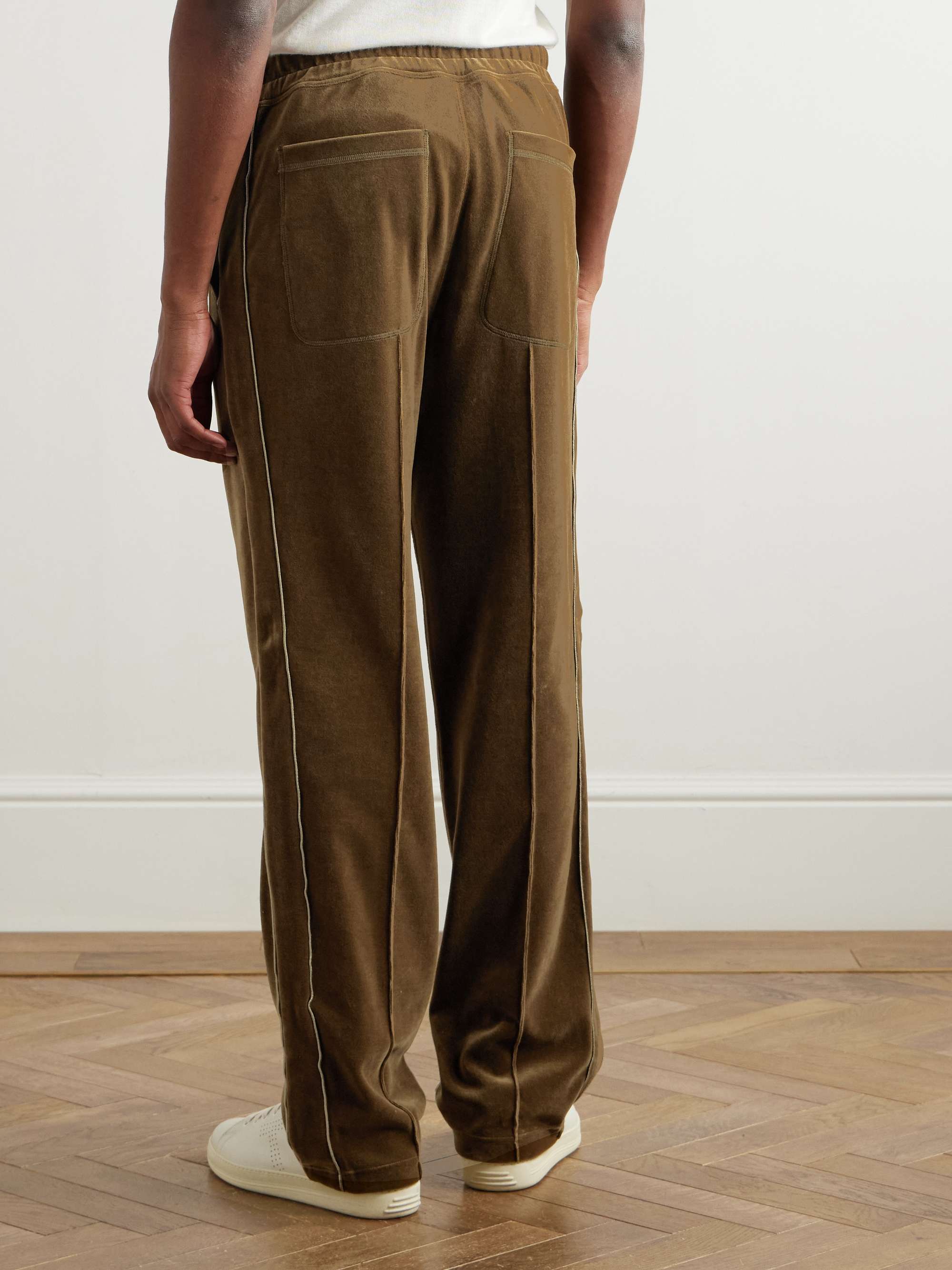 Straight-Leg Cotton-Blend Velour Track Pants view