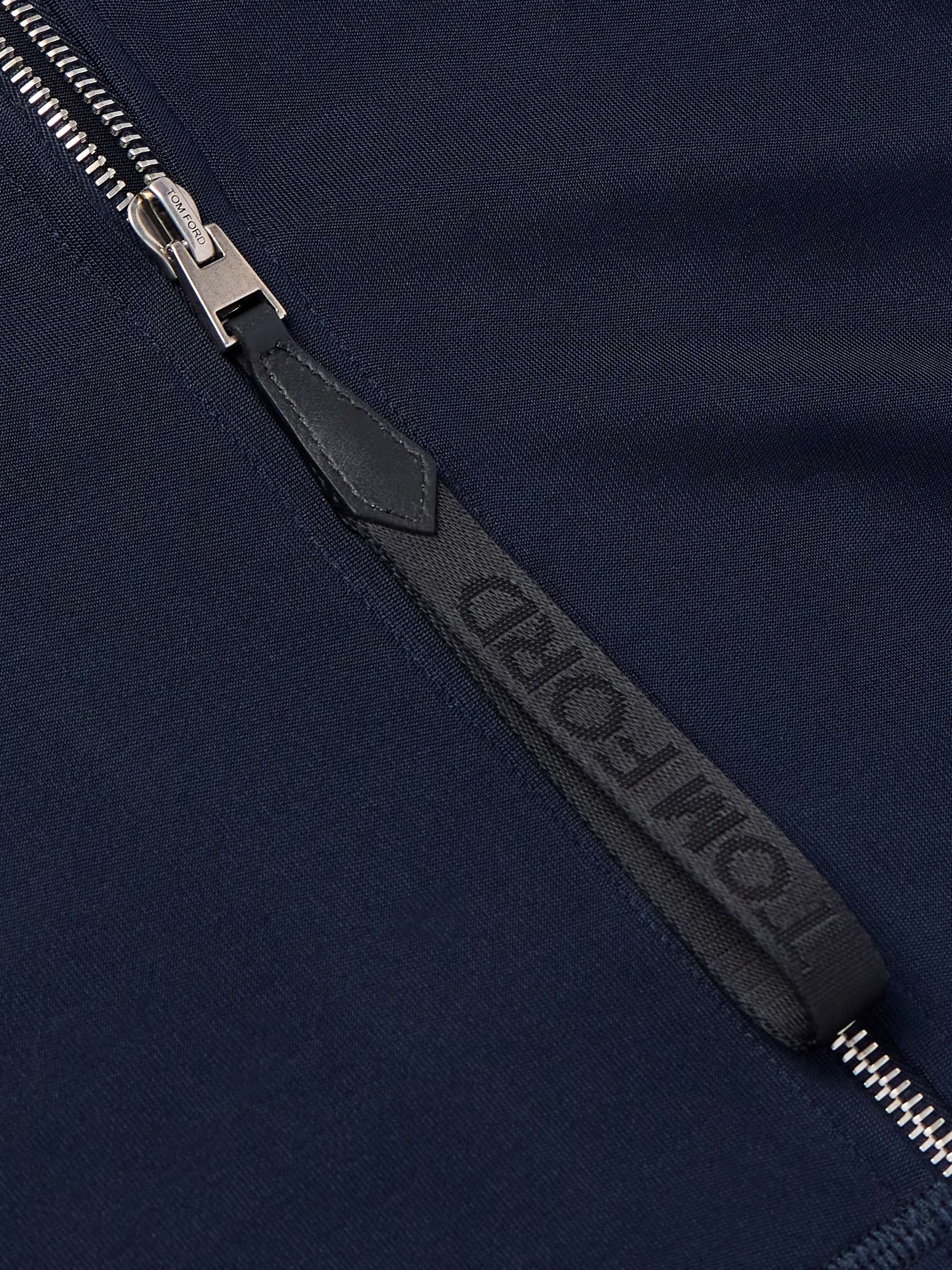 Slim-Fit Leather-Trimmed Tech-Jersey Track Jacket view