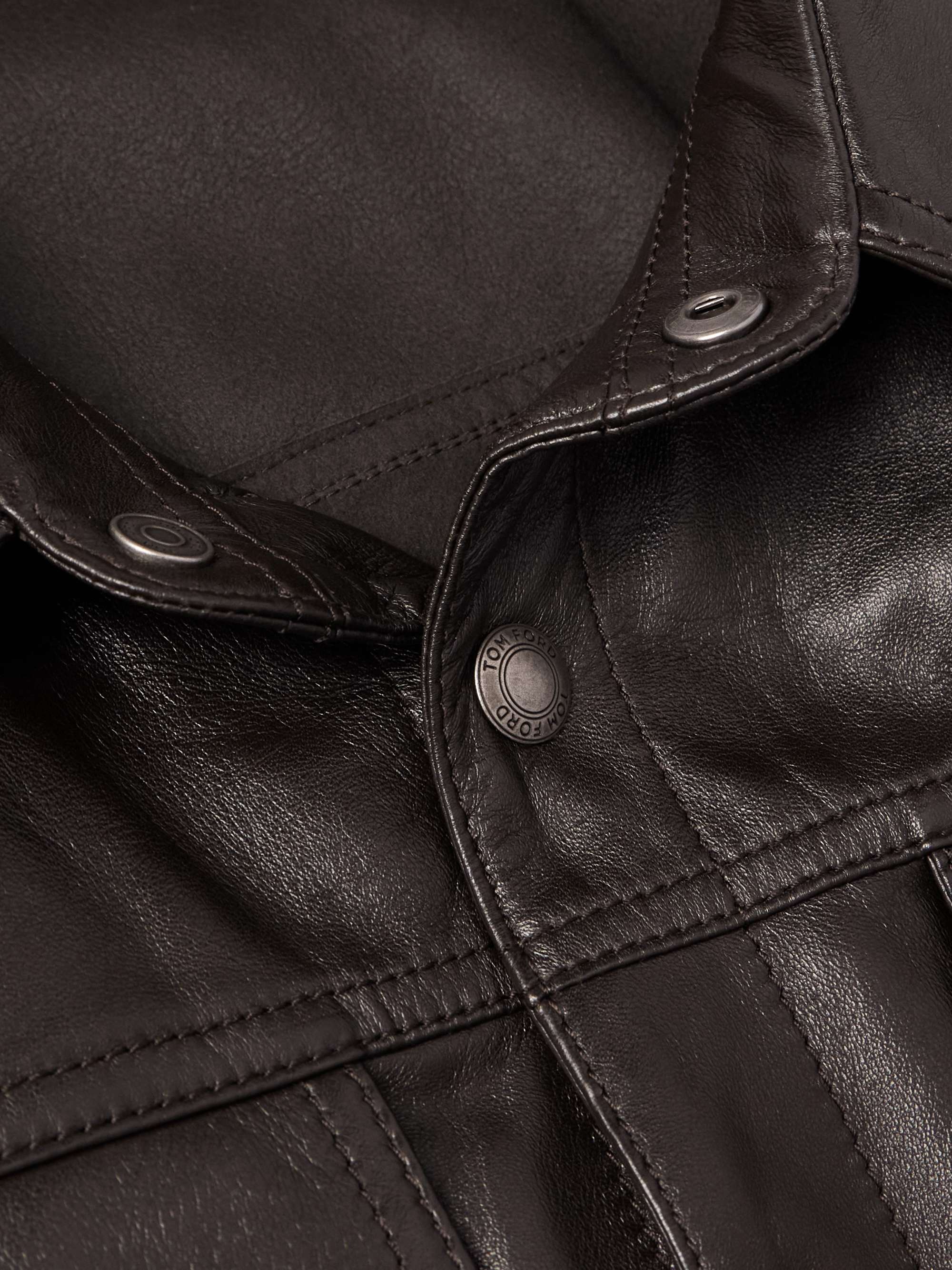 Slim-Fit Leather Shirt Jacket view