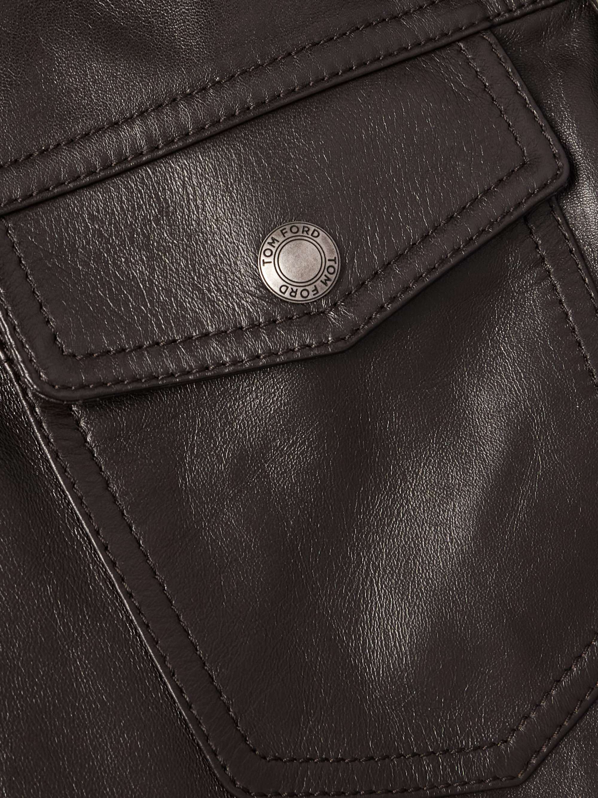 Slim-Fit Leather Shirt Jacket view