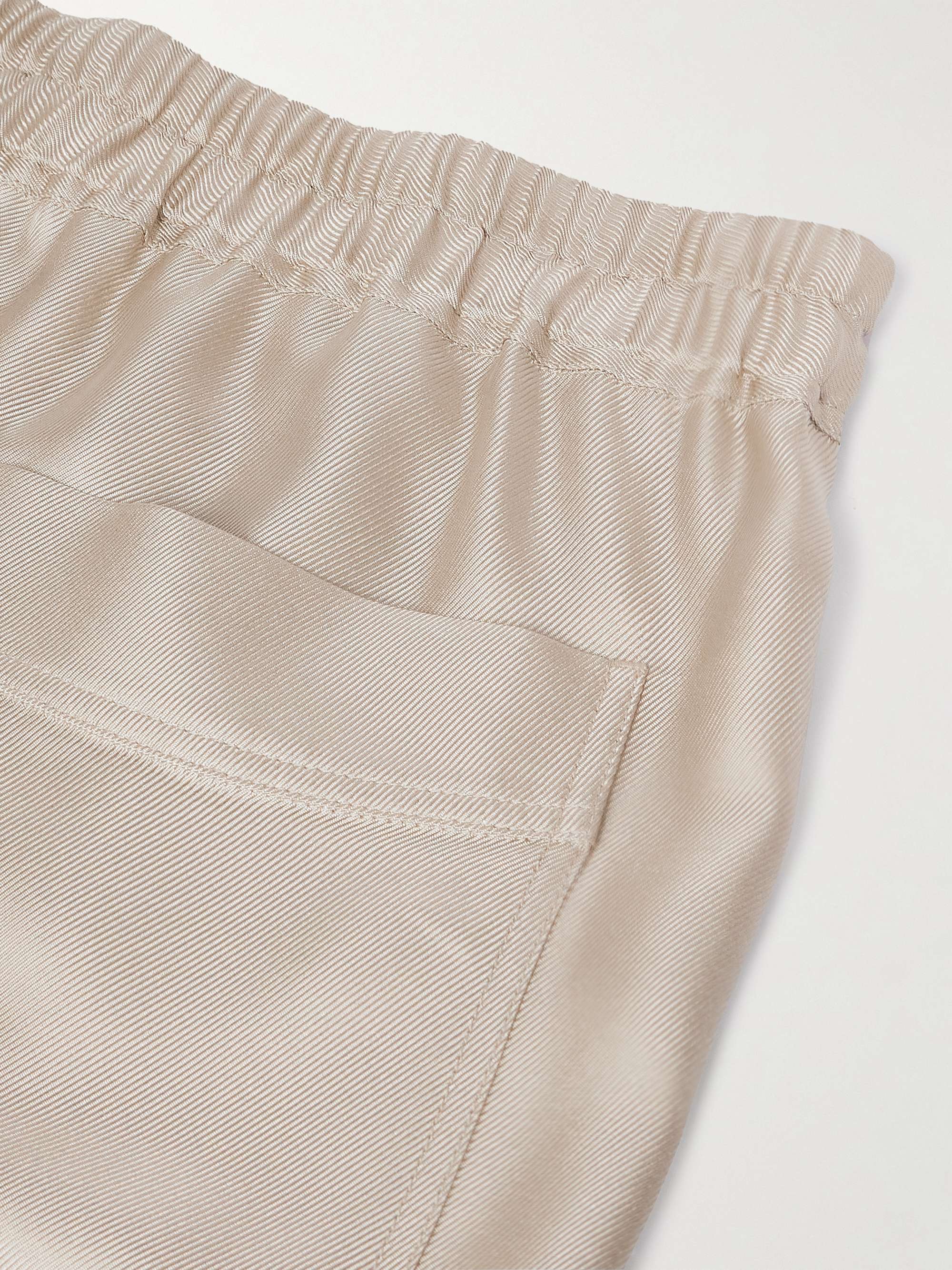 Straight-Leg Pleated Silk-Twill Shorts view