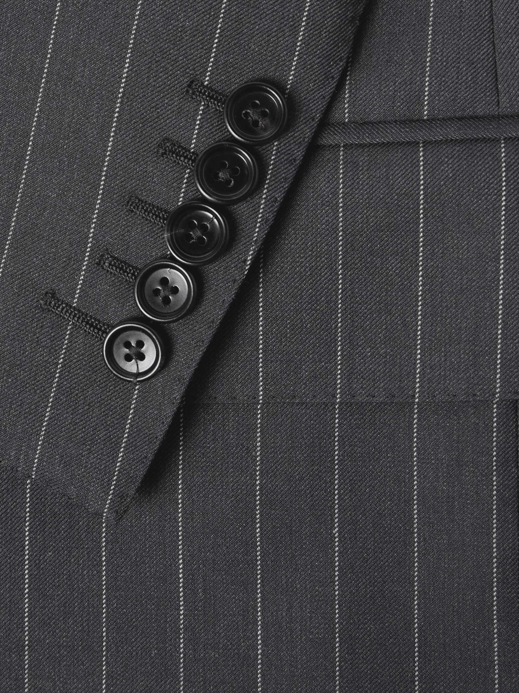 Slim-Fit Pinstriped Wool and Mohair-Blend Suit Jacket view