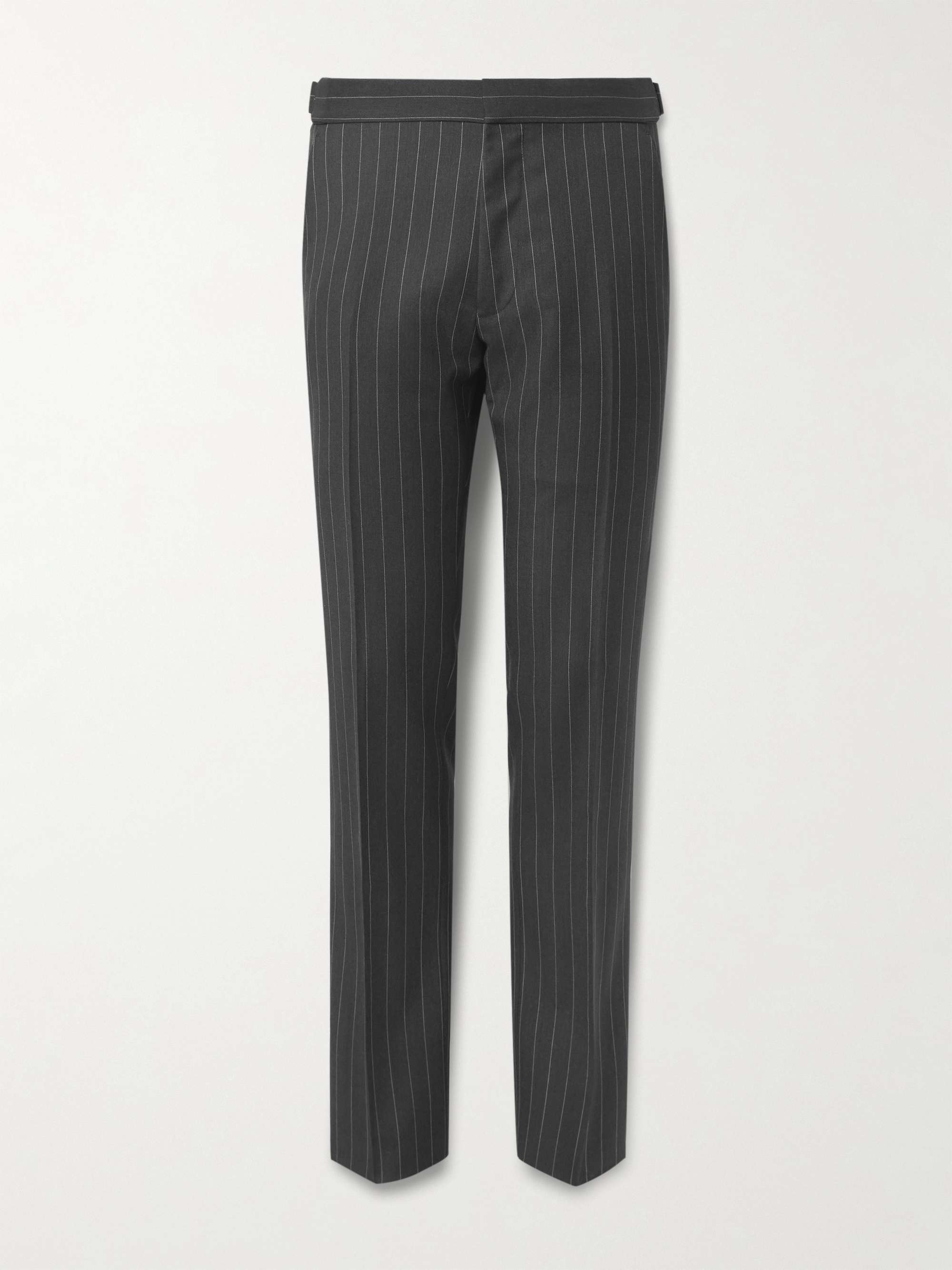 Tapered Pinstriped Wool and Mohair-Blend Twill Suit Trousers view