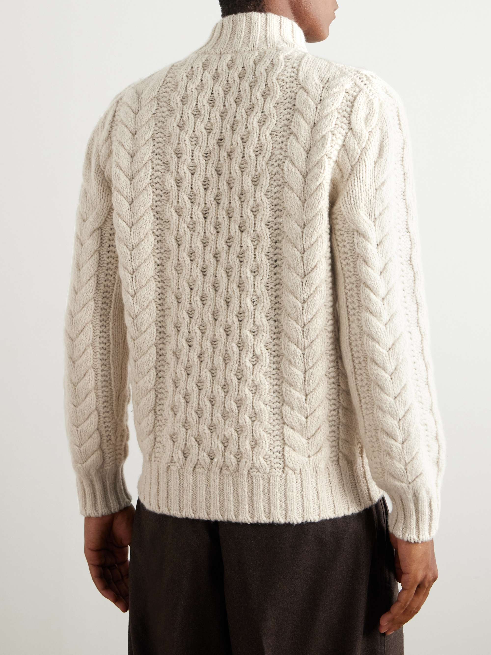 Valduggia Cable-Knit Cashmere Half-Zip Sweater view