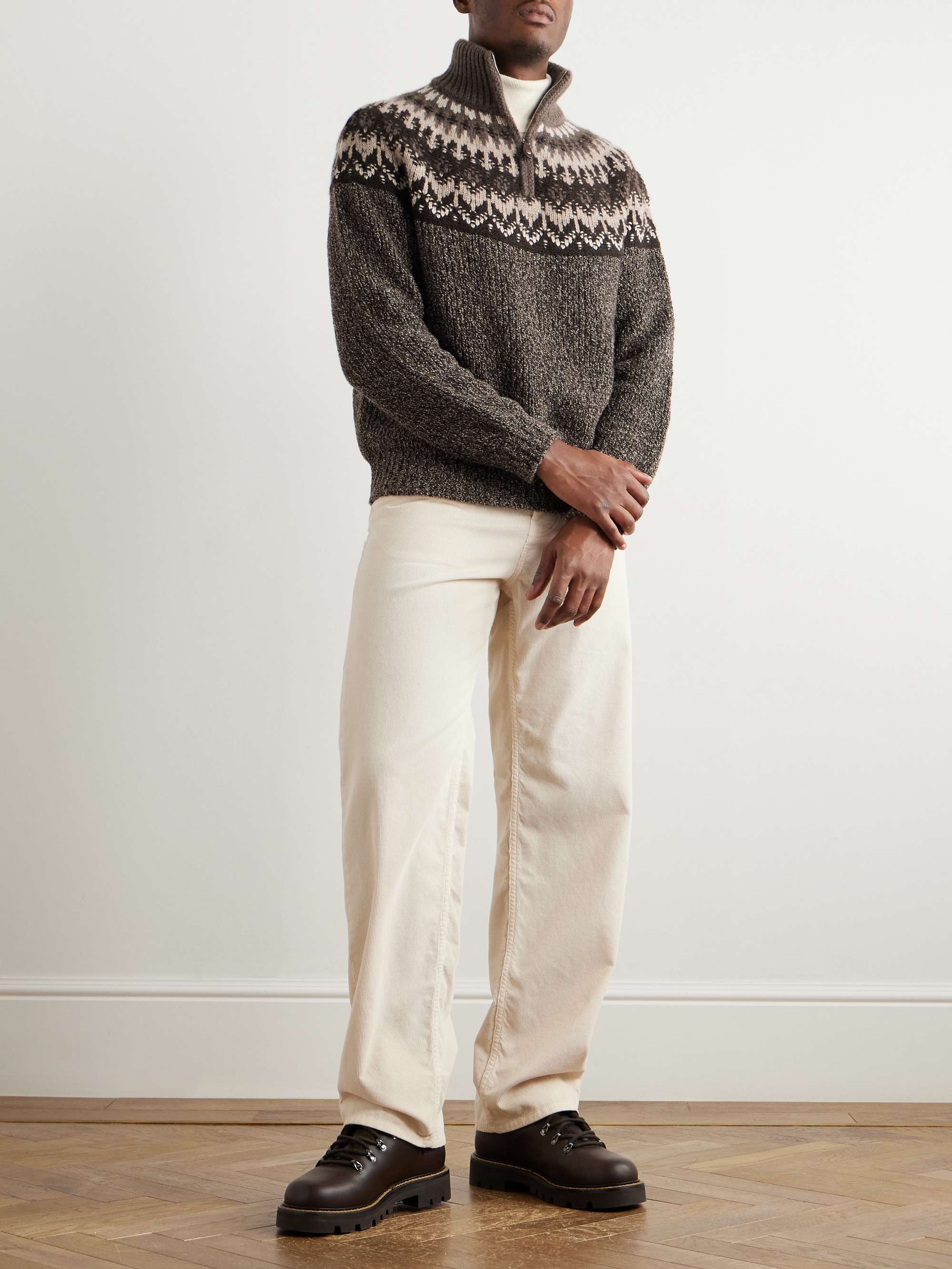 Fair Isle Cashmere and Silk-Blend Half-Zip Sweater view