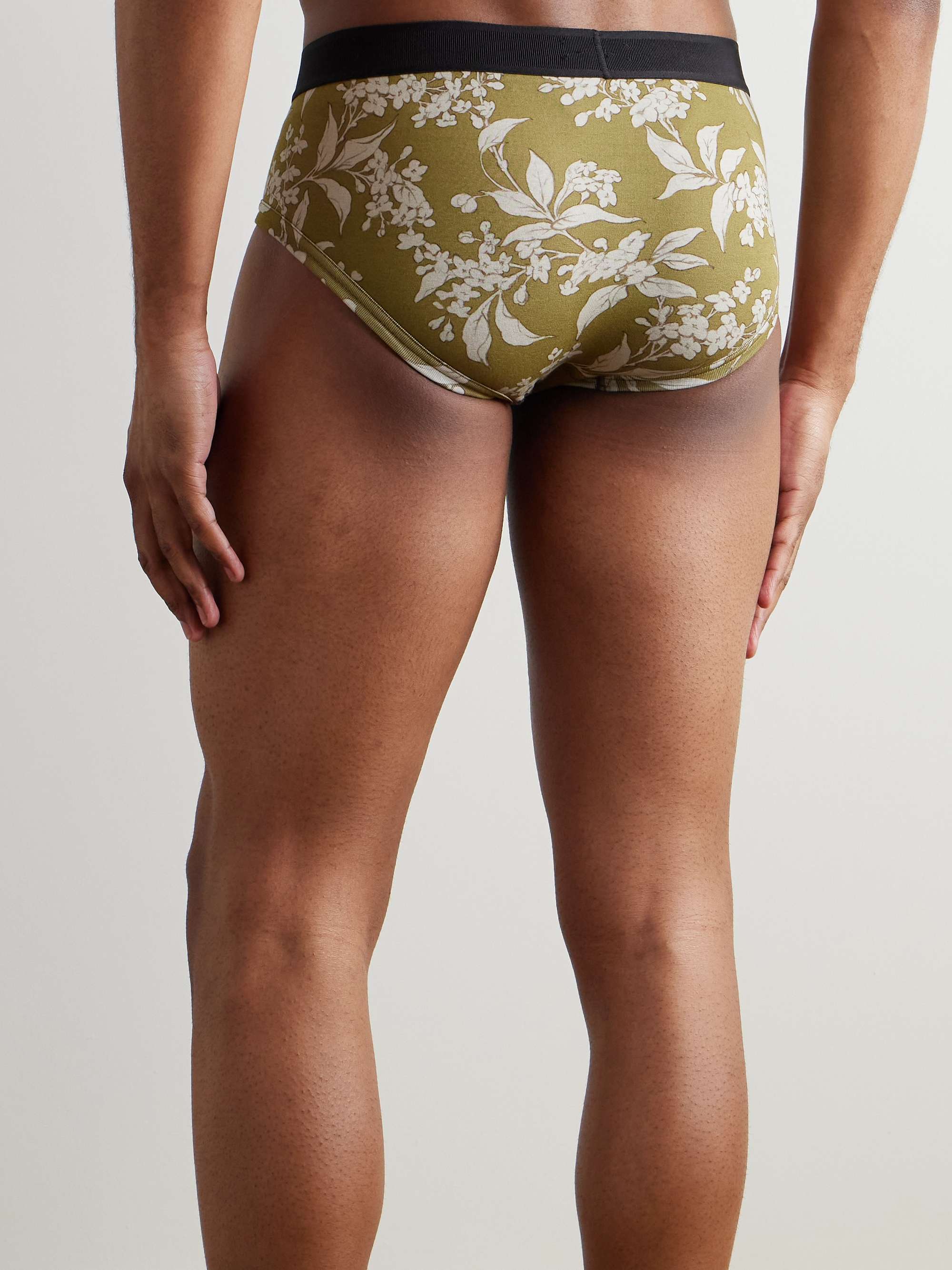 Floral-Print Stretch-Cotton Briefs view